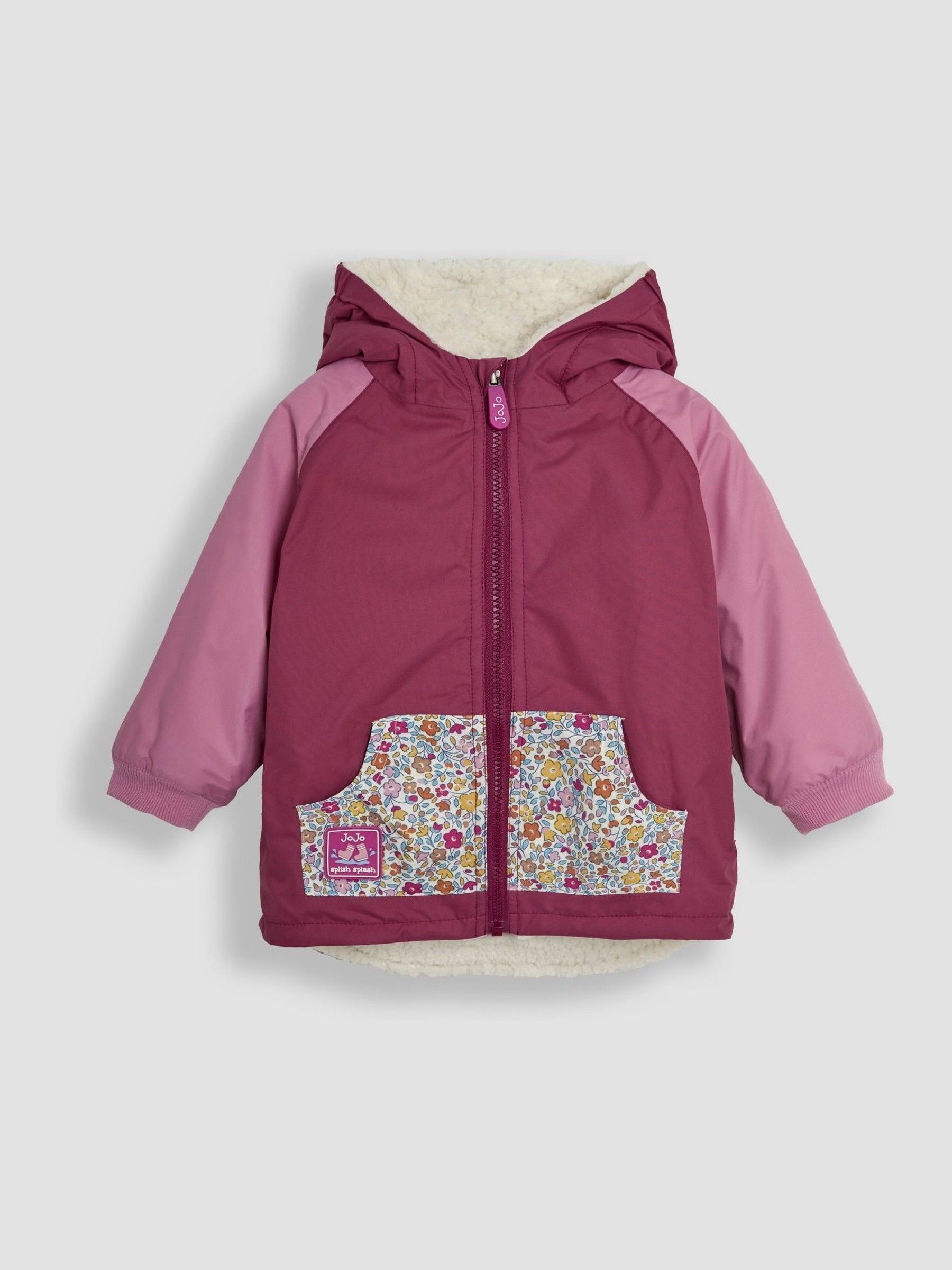 Pink Colour Block Reversible Sherpa Lined Jacket - Image 2 of 7