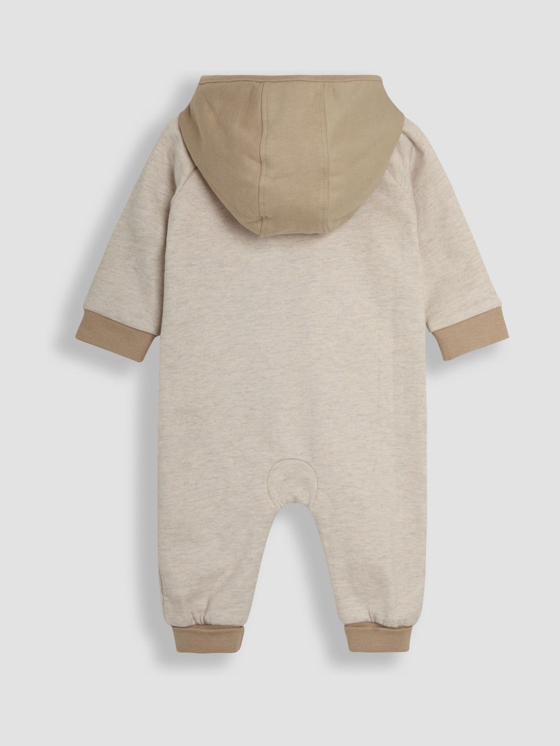 Natural Highland Cow Appliqué Zip Up Hooded Romper - Image 2 of 3