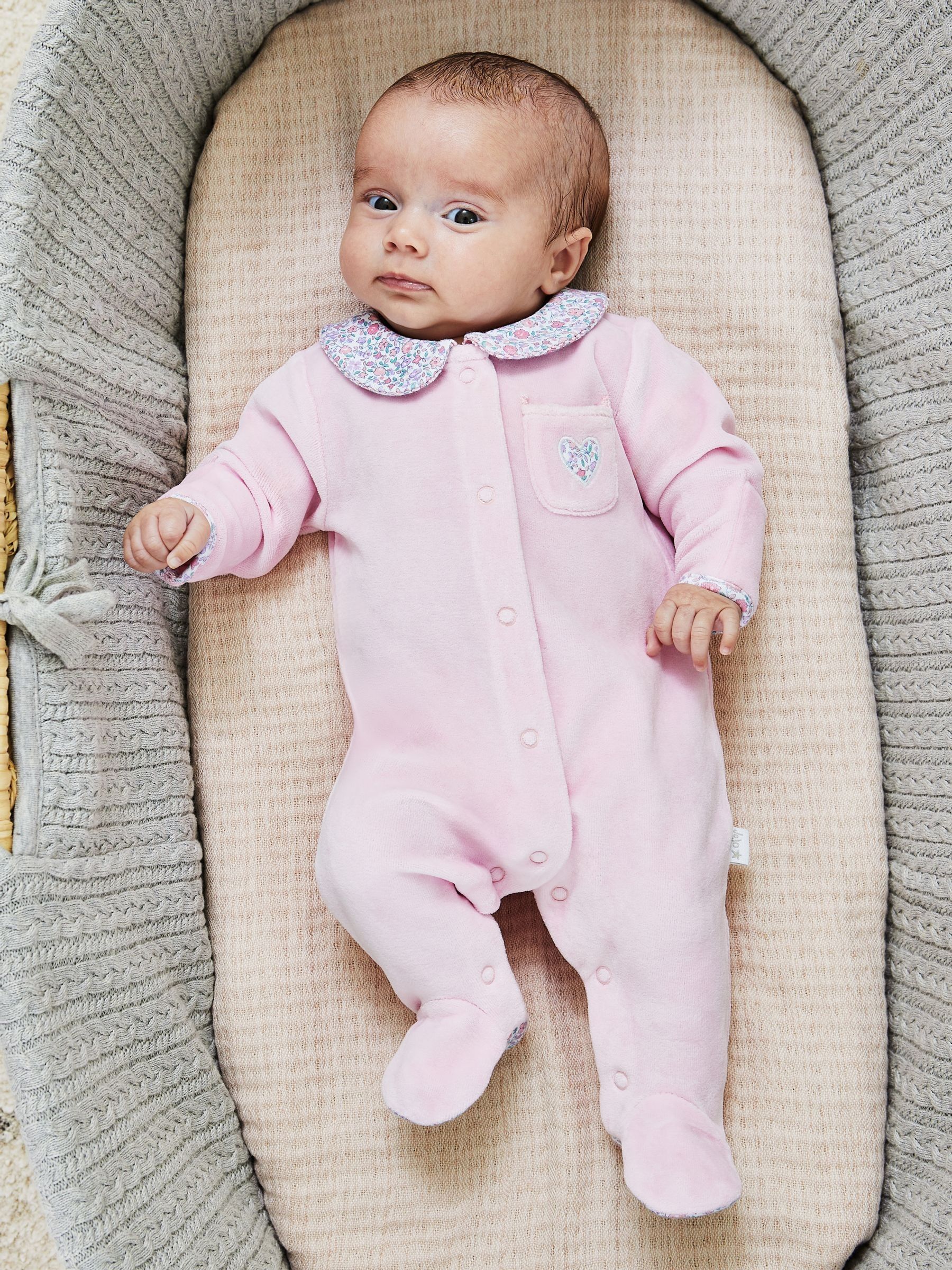 Pink Velour Sleepsuit - Image 1 of 6