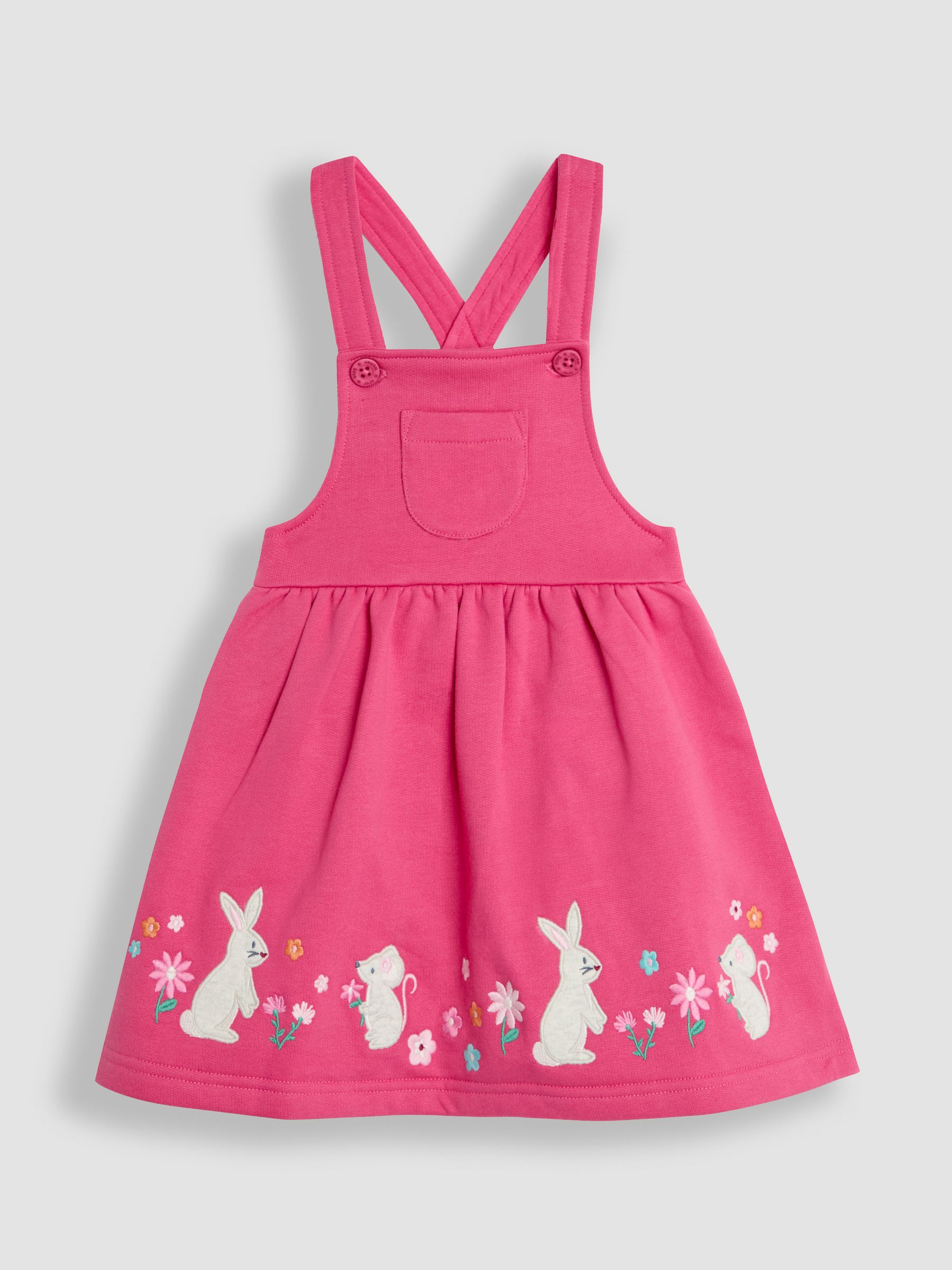 Raspberry Pink Bunny Appliqué Pinafore Dress & Top Set - Image 2 of 6