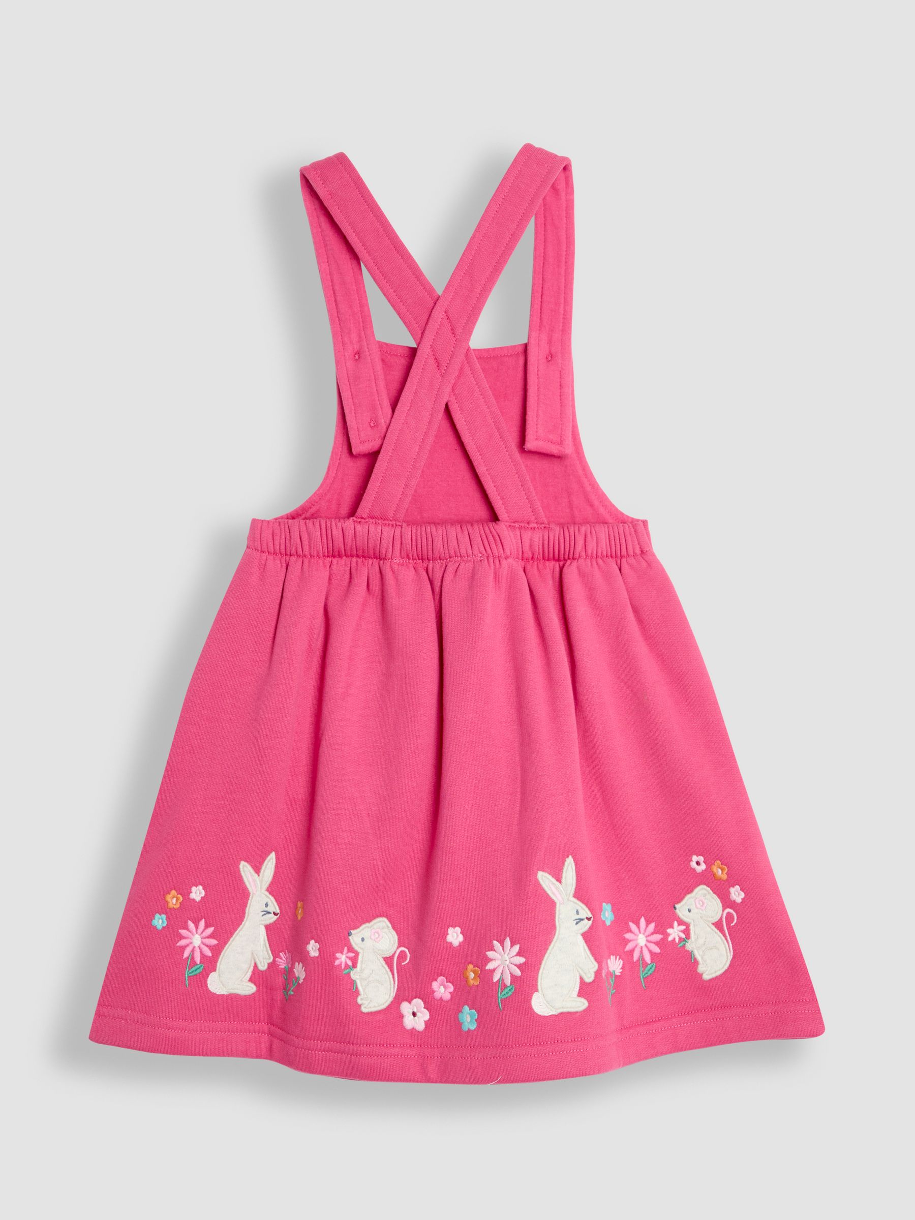 Raspberry Pink Bunny Appliqué Pinafore Dress & Top Set - Image 3 of 6