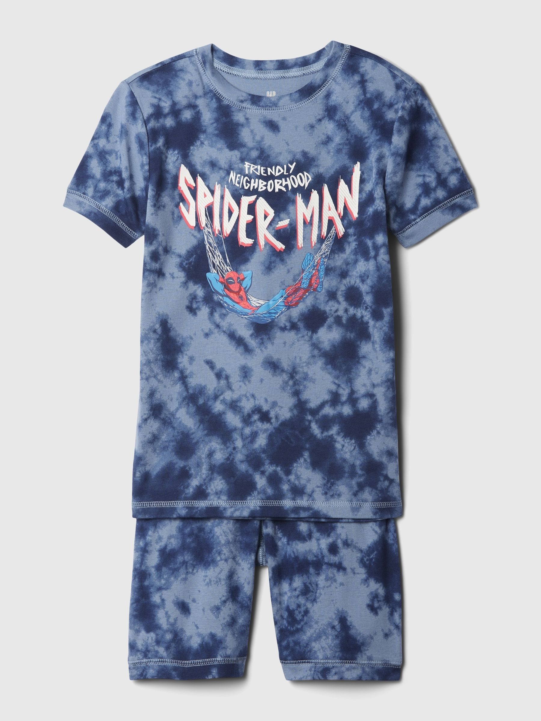 Blue Tie-Dye Marvel Spider-Man Organic Cotton Short Sleeve Pyjama Set (3-13yrs) - Image 1 of 1