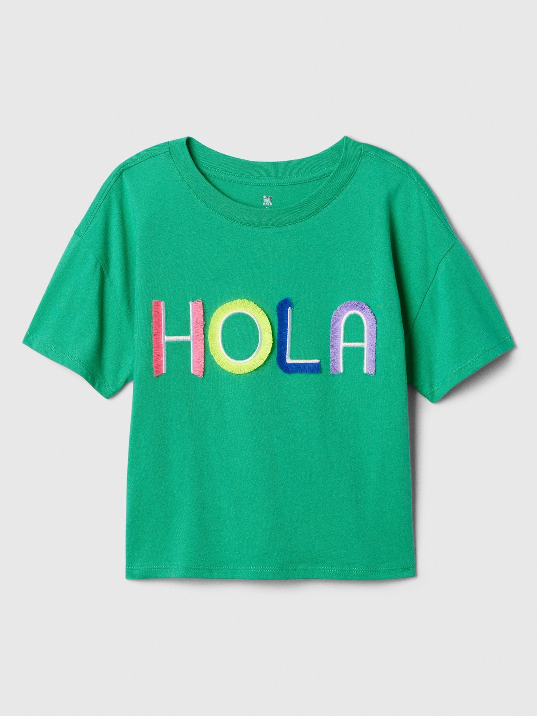 Green Slogan Graphic Short Sleeve Crew Neck T-Shirt (4-13yrs) - Image 1 of 2