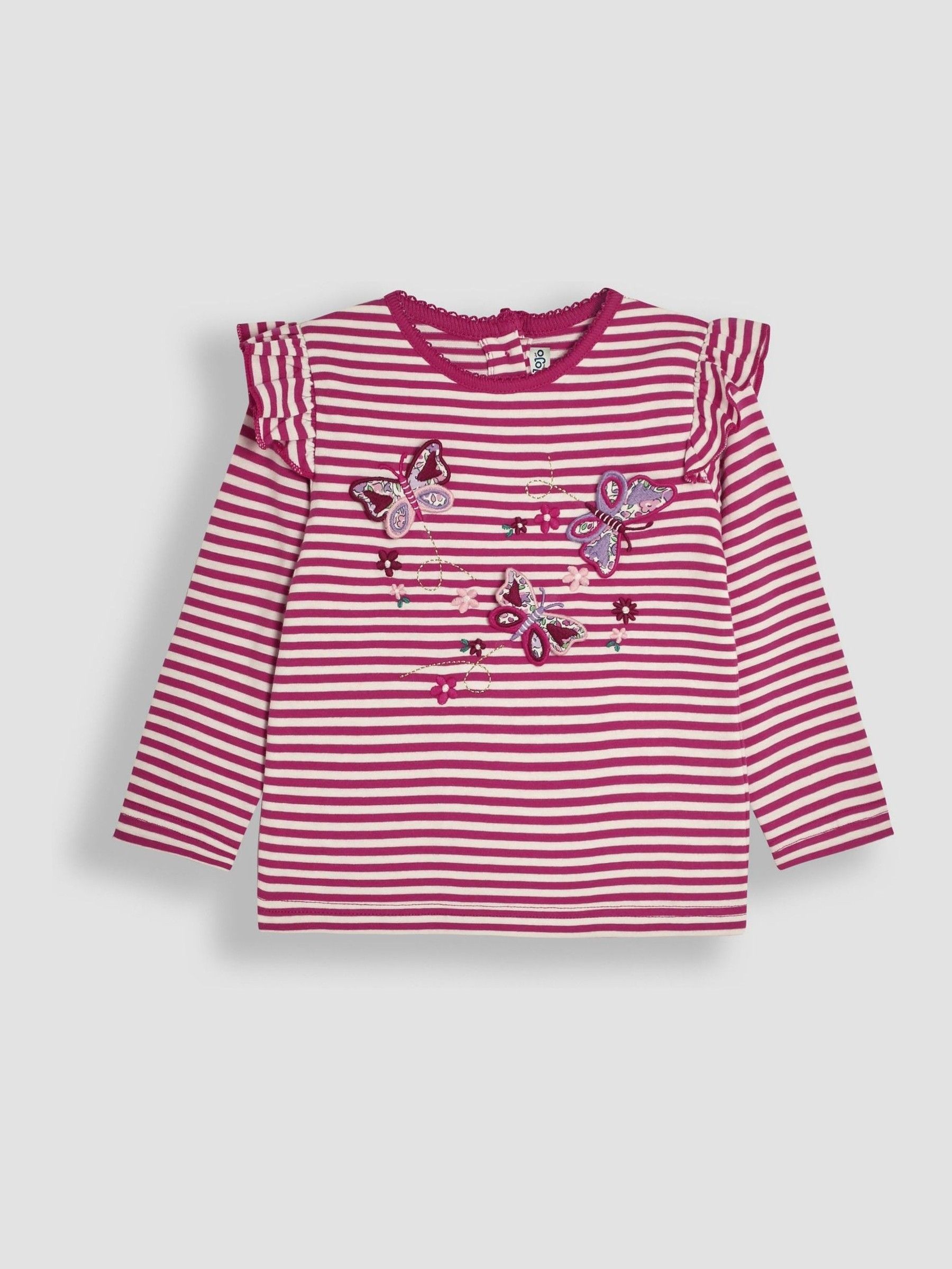 Lilac Purple Butterfly Frill Long Sleeve Appliqué Top - Image 1 of 3
