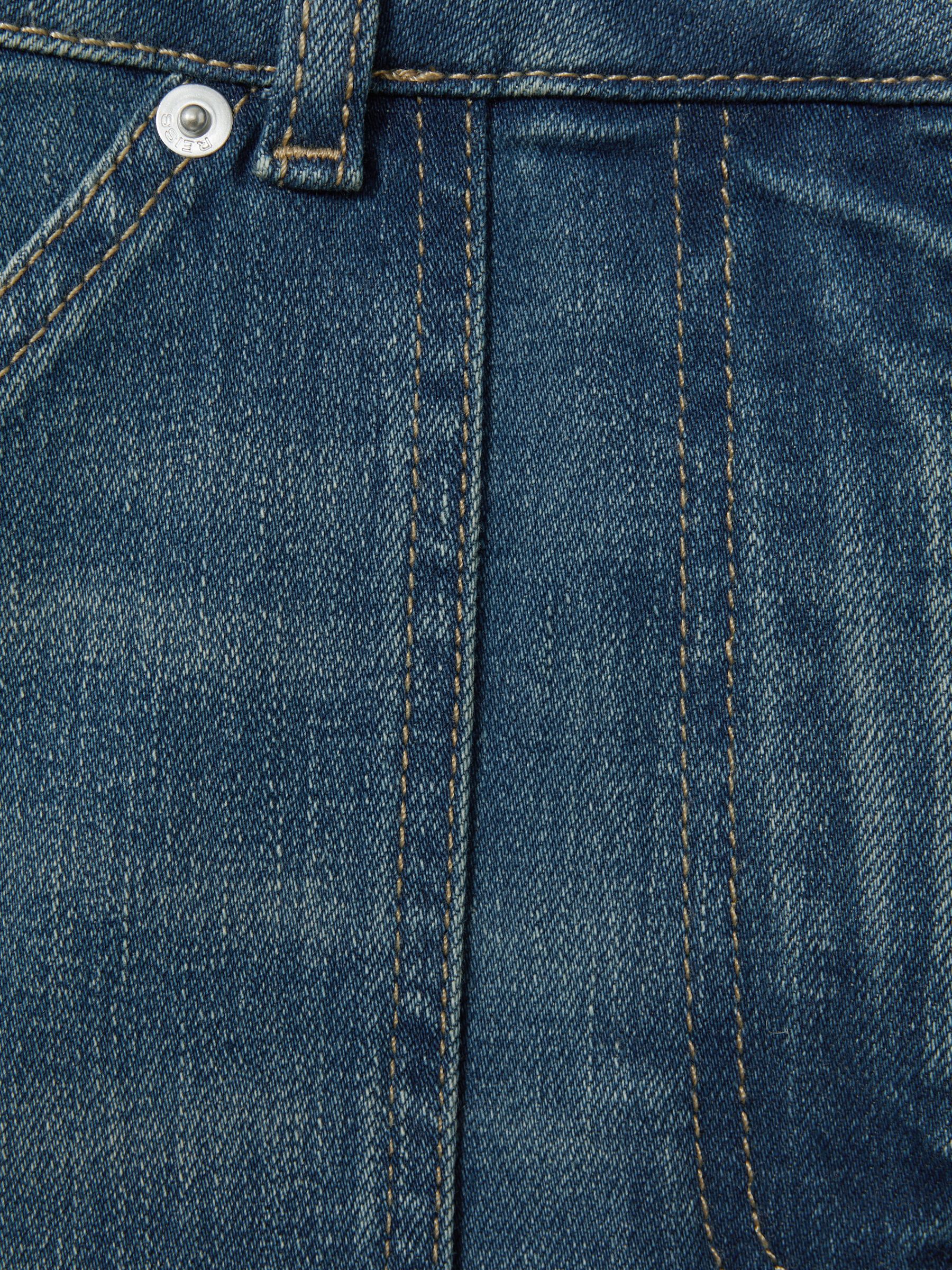 Petite Mid Rise Flared Utility Jeans in Mid Blue - Image 6 of 7
