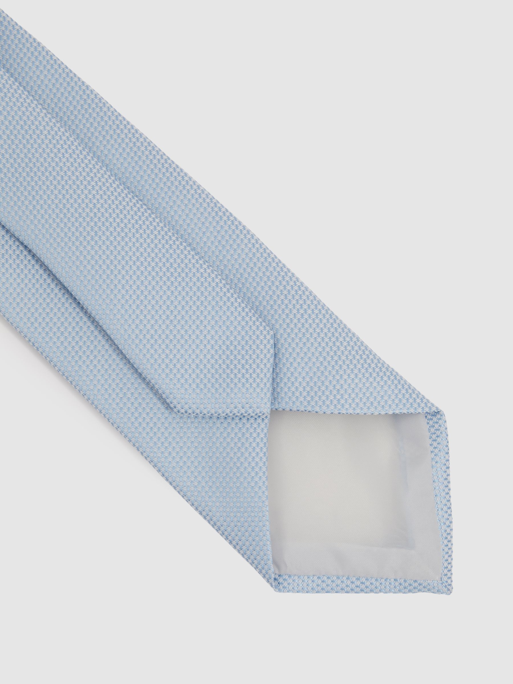 Textured Silk Blend Tie in Light Blue - Image 4 of 5