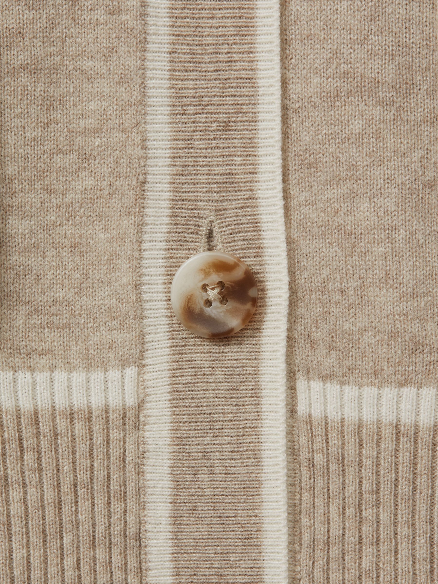 Wool Blend Contrast Tipped Cardigan with Cashmere in Neutral/White - Image 6 of 6