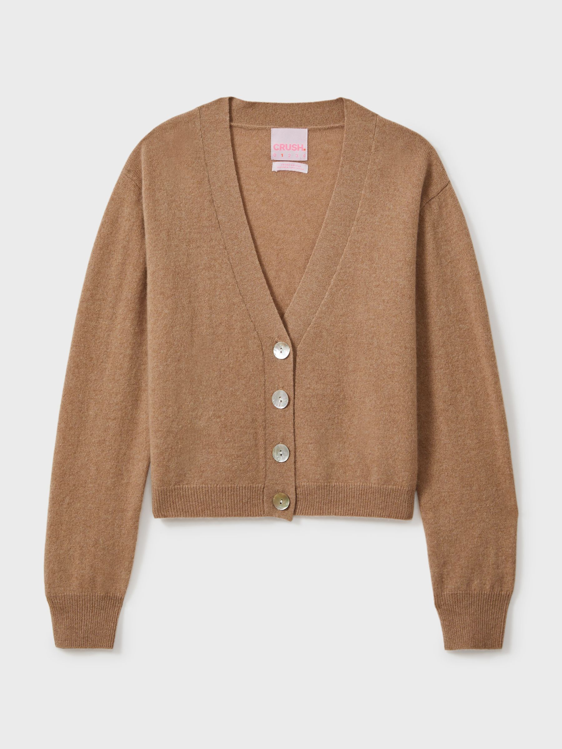 CRUSH Collection Cashmere Cardigan in Soft Camel - Image 2 of 6
