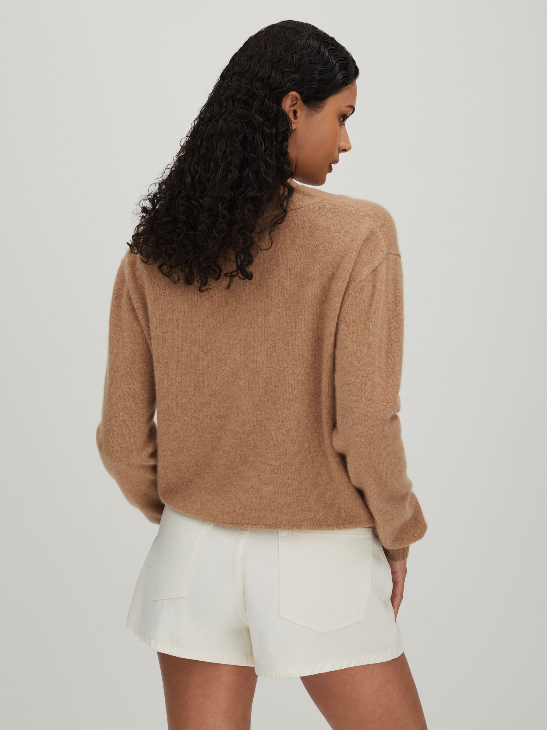 CRUSH Collection Cashmere Cardigan in Soft Camel - Image 5 of 6