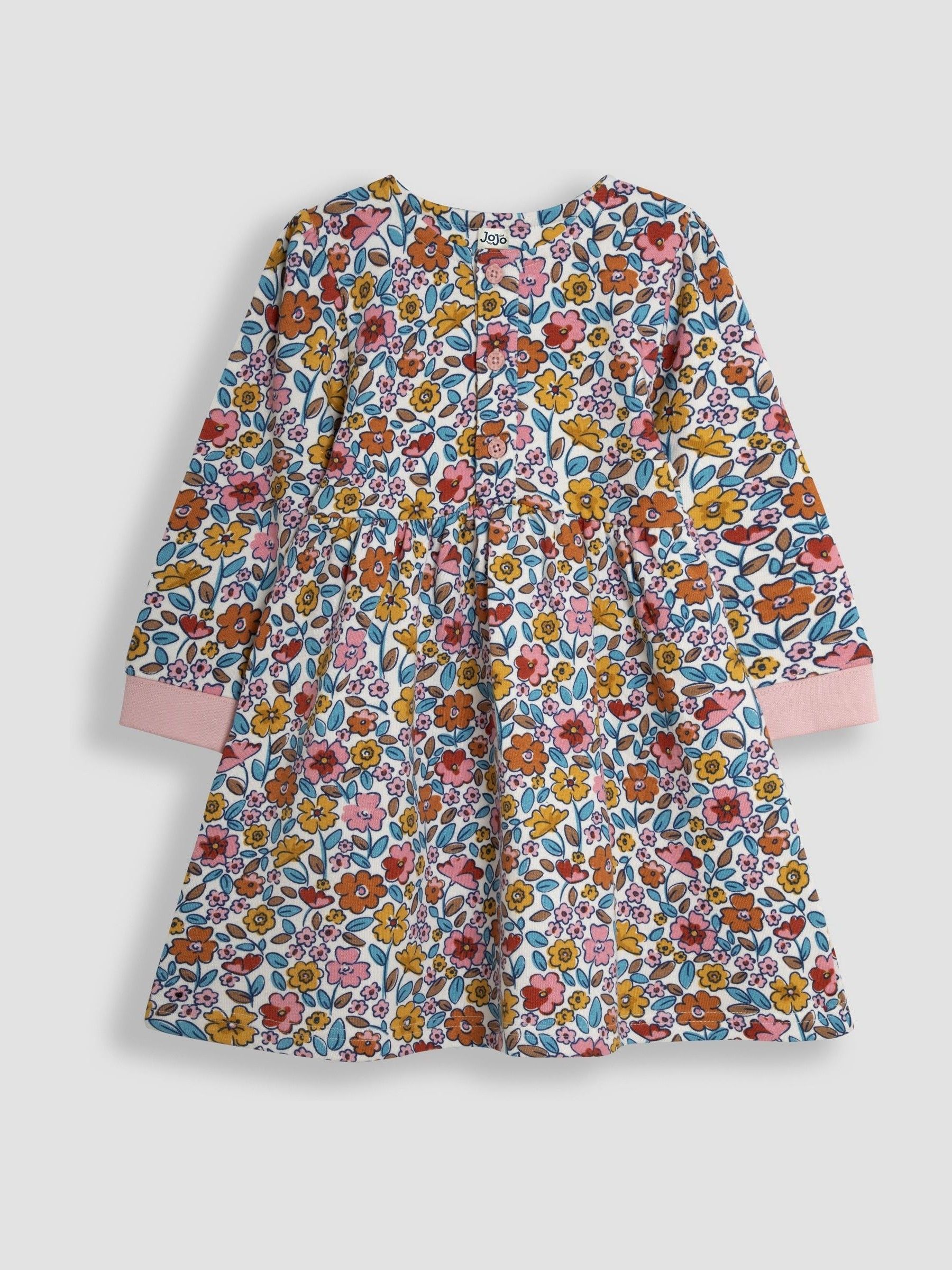 Mustard Yellow Floral Button Sweat Dress - Image 1 of 3