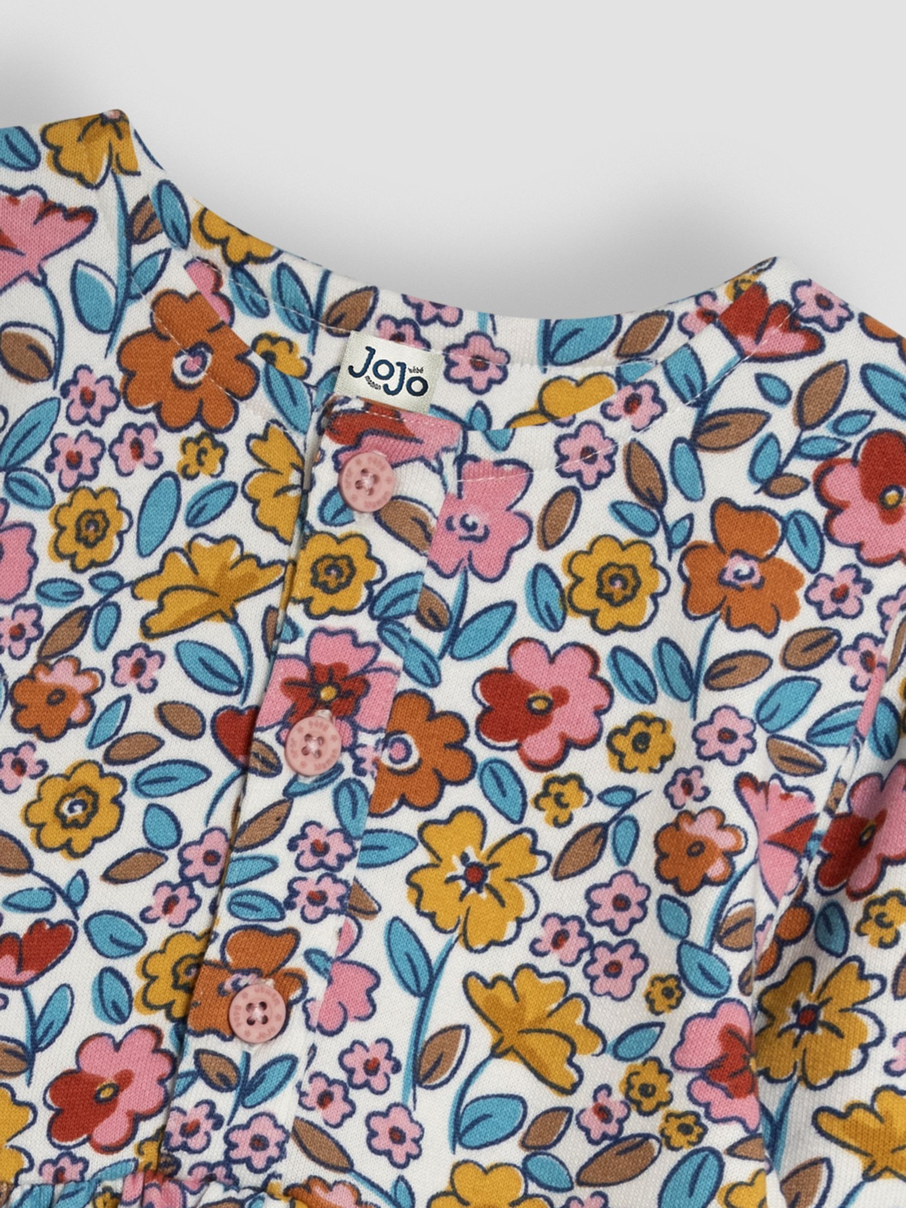 Mustard Yellow Floral Button Sweat Dress - Image 3 of 3