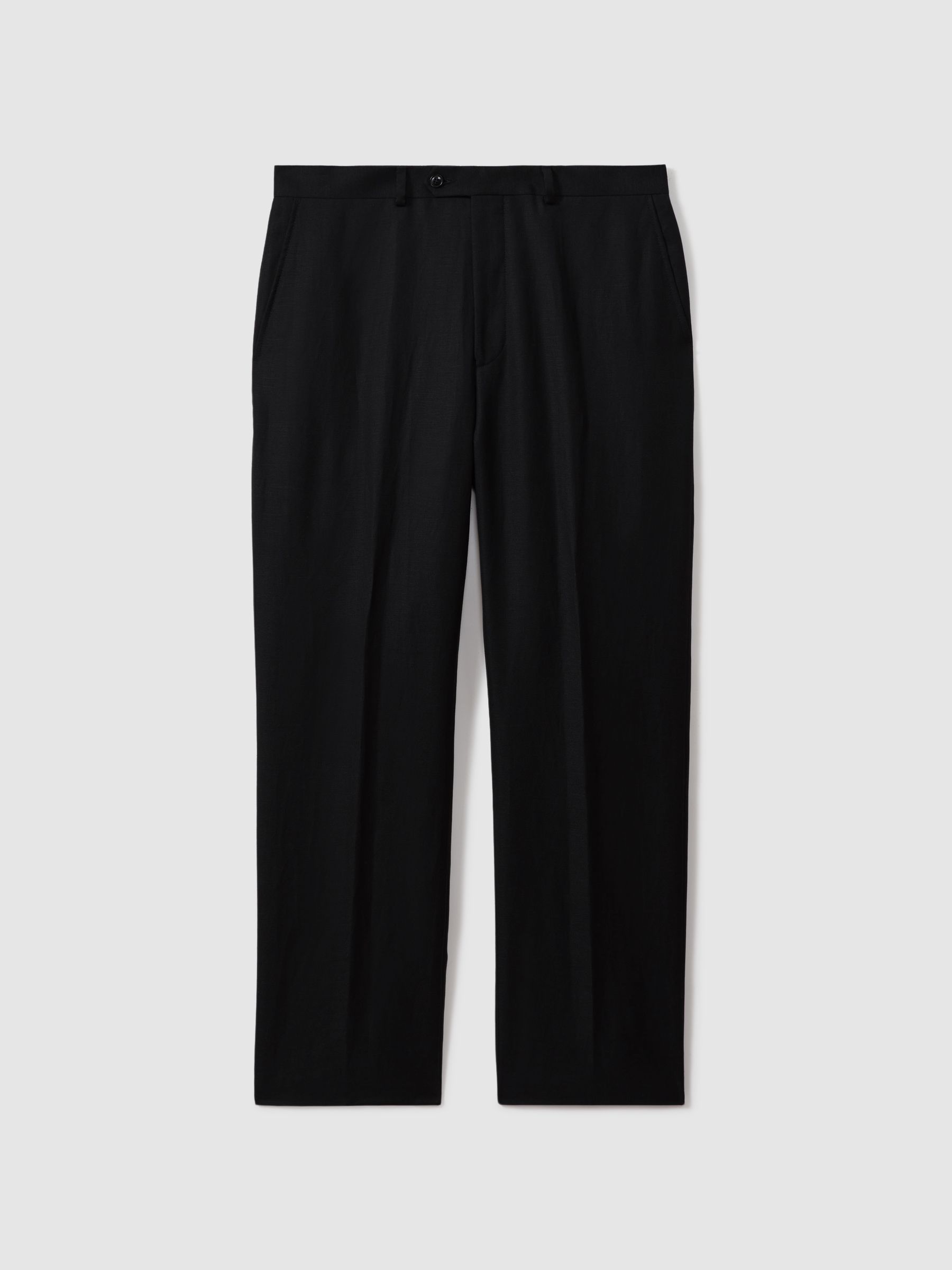 Oscar Jacobson Black Oscar Jacobson Cotton Twill Tailored Fit Trousers - Image 2 of 6