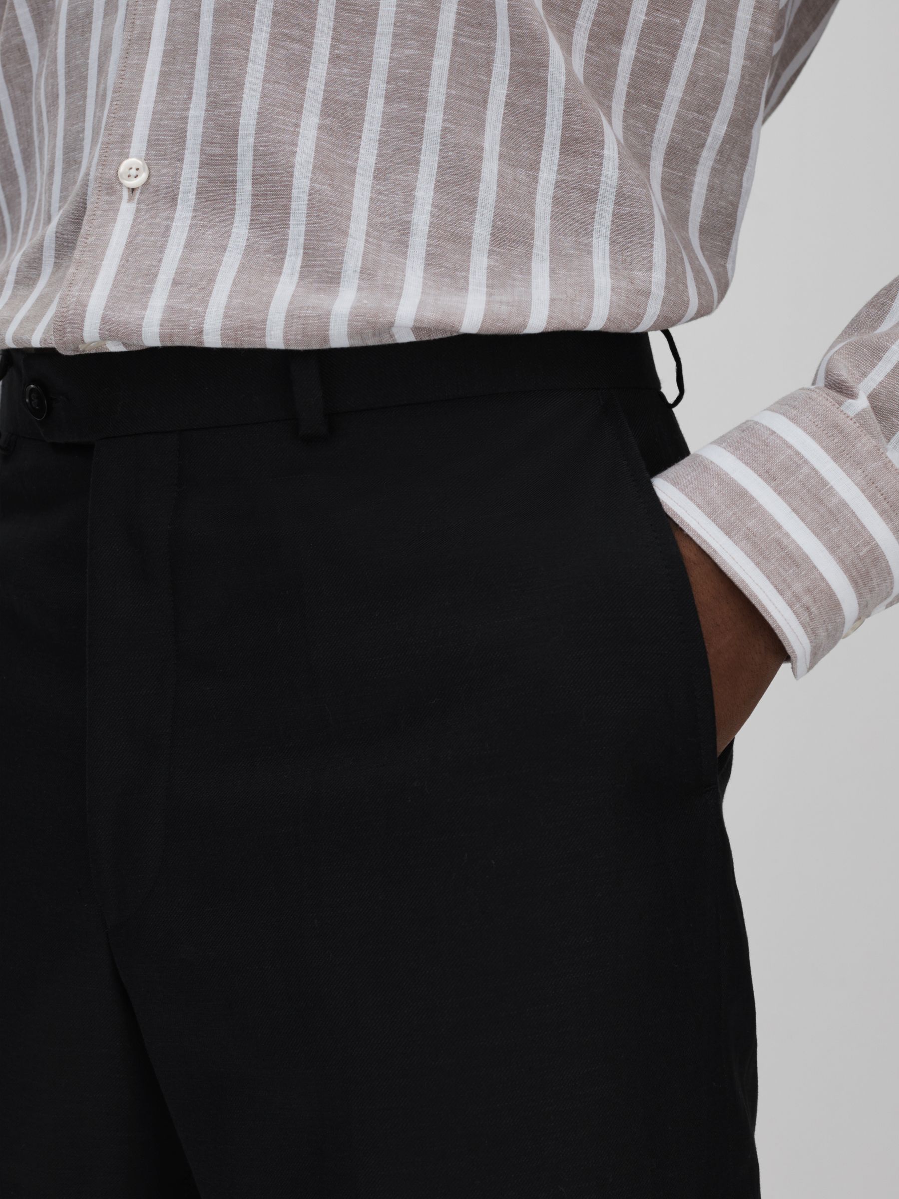 Oscar Jacobson Black Oscar Jacobson Cotton Twill Tailored Fit Trousers - Image 4 of 6