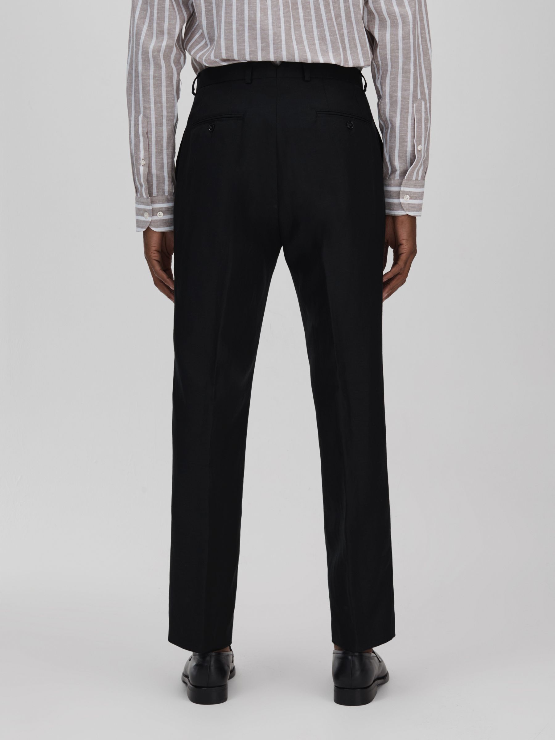 Oscar Jacobson Black Oscar Jacobson Cotton Twill Tailored Fit Trousers - Image 5 of 6