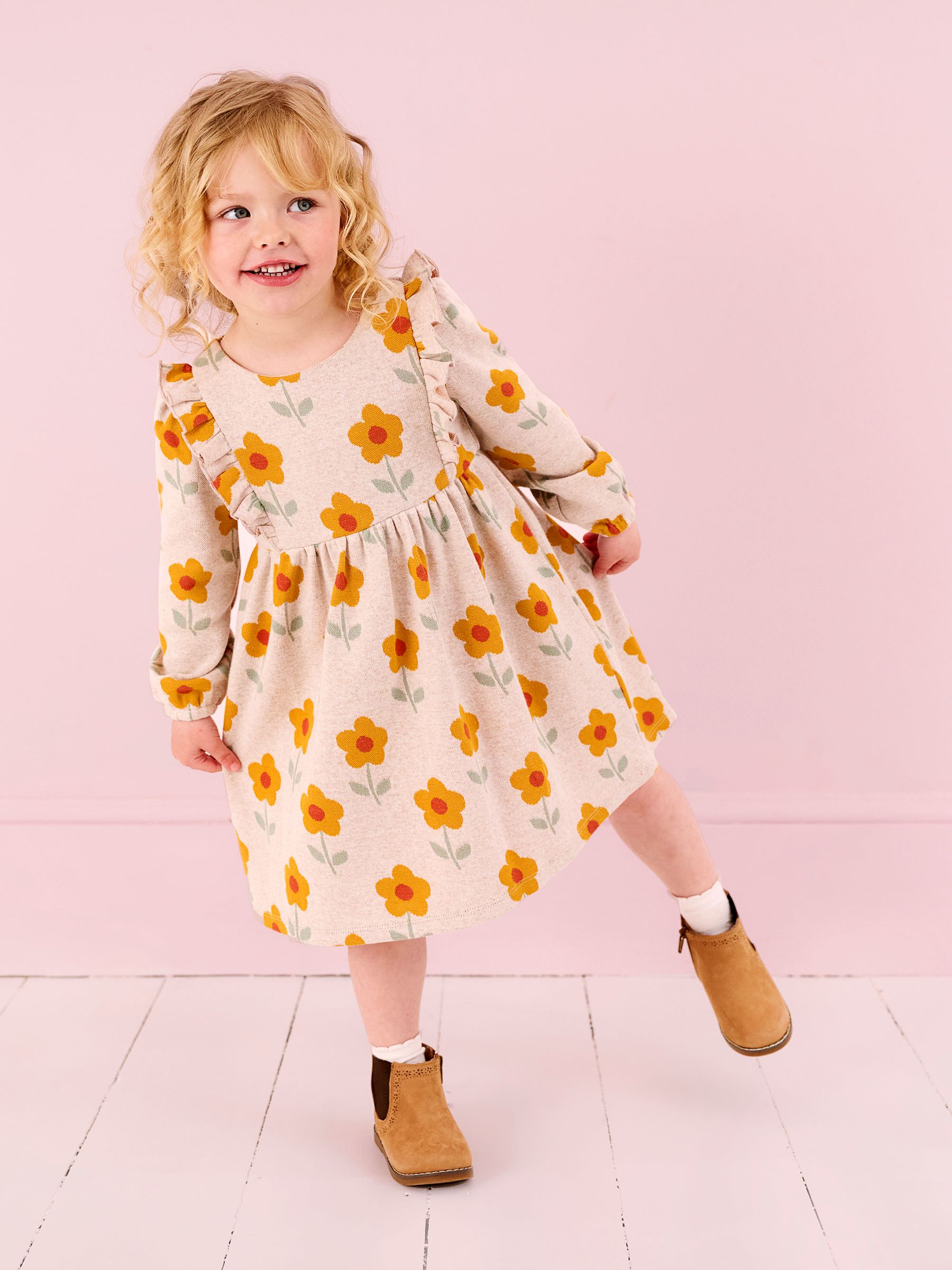 Natural Floral Knitted Dress - Image 2 of 6
