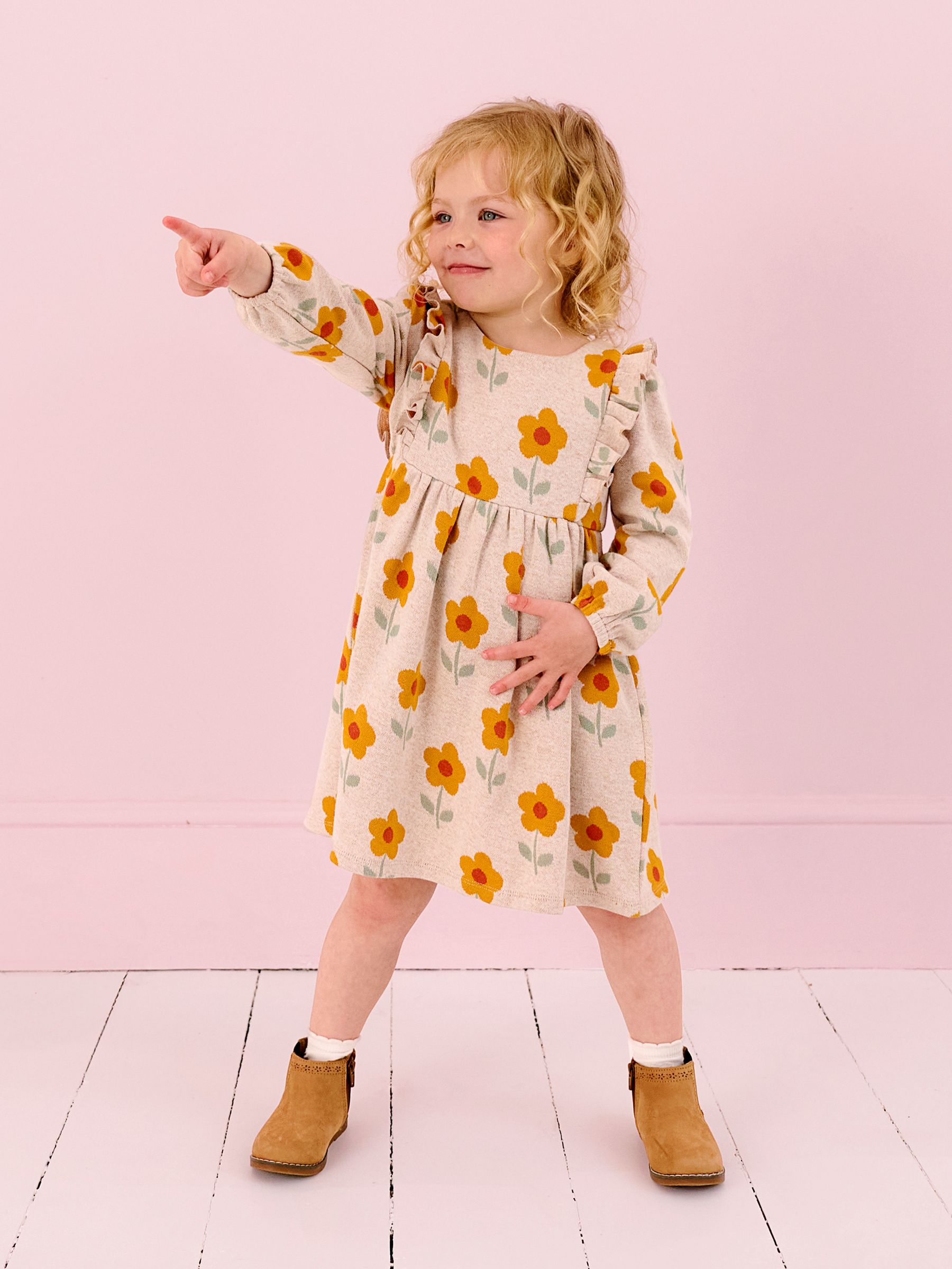 Natural Floral Knitted Dress - Image 3 of 6