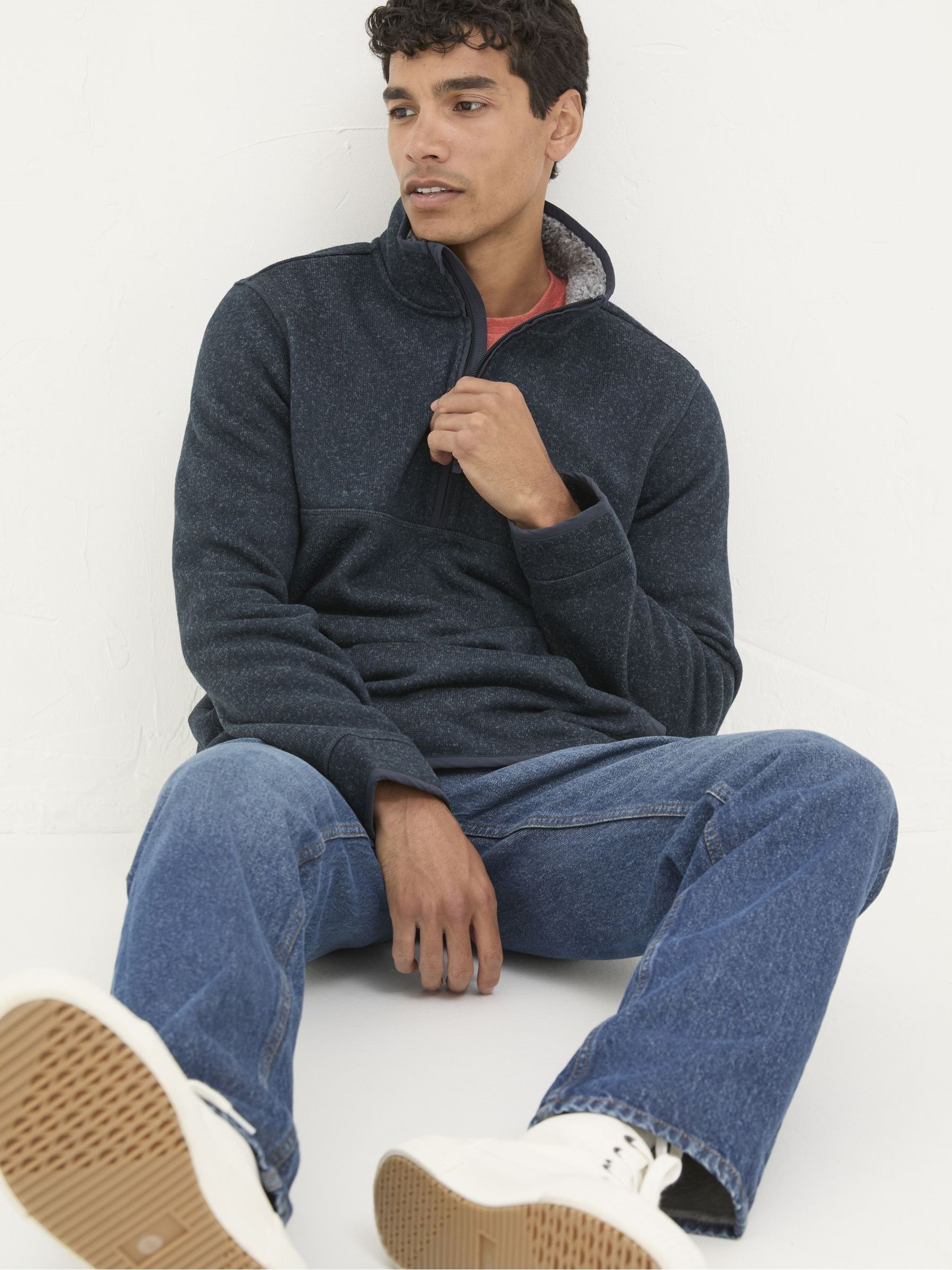 Haxby Navy Blue Half Neck Sweatshirt - Image 1 of 6