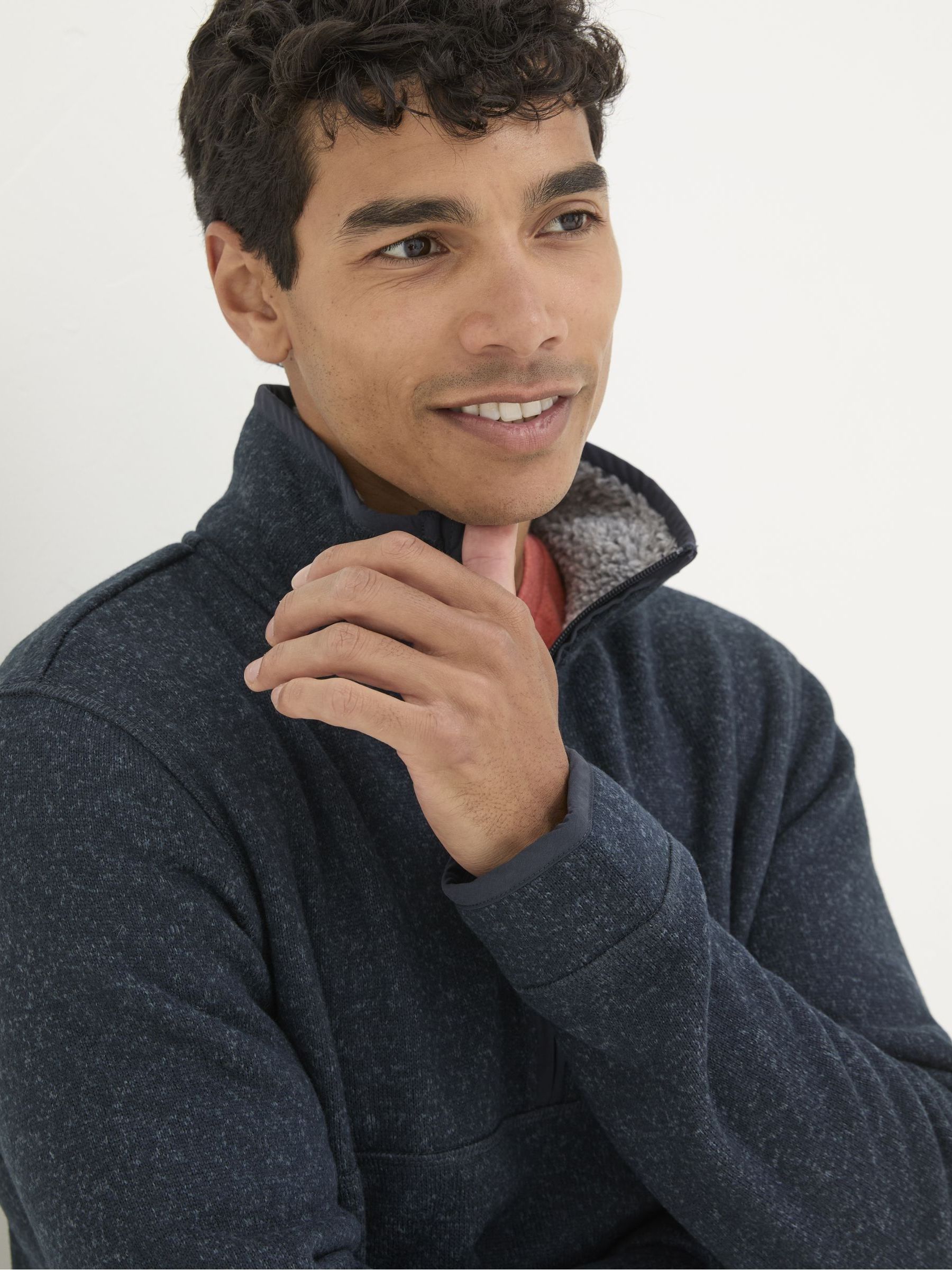 Haxby Navy Blue Half Neck Sweatshirt - Image 3 of 6