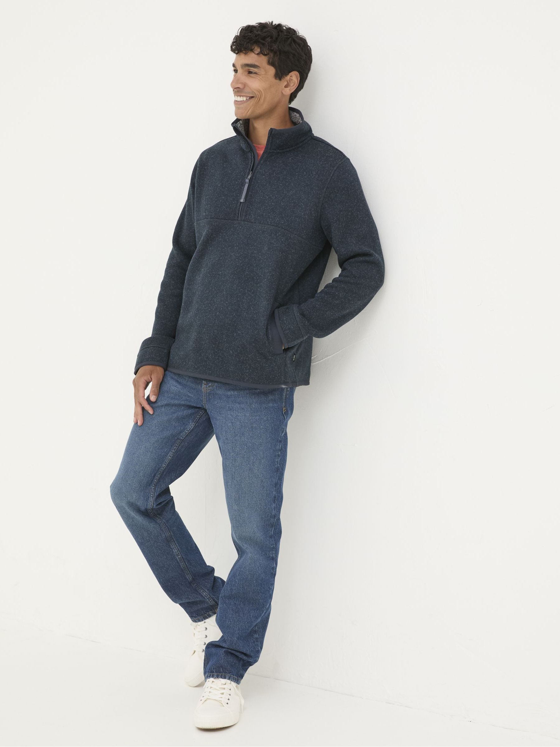 Haxby Navy Blue Half Neck Sweatshirt - Image 5 of 6