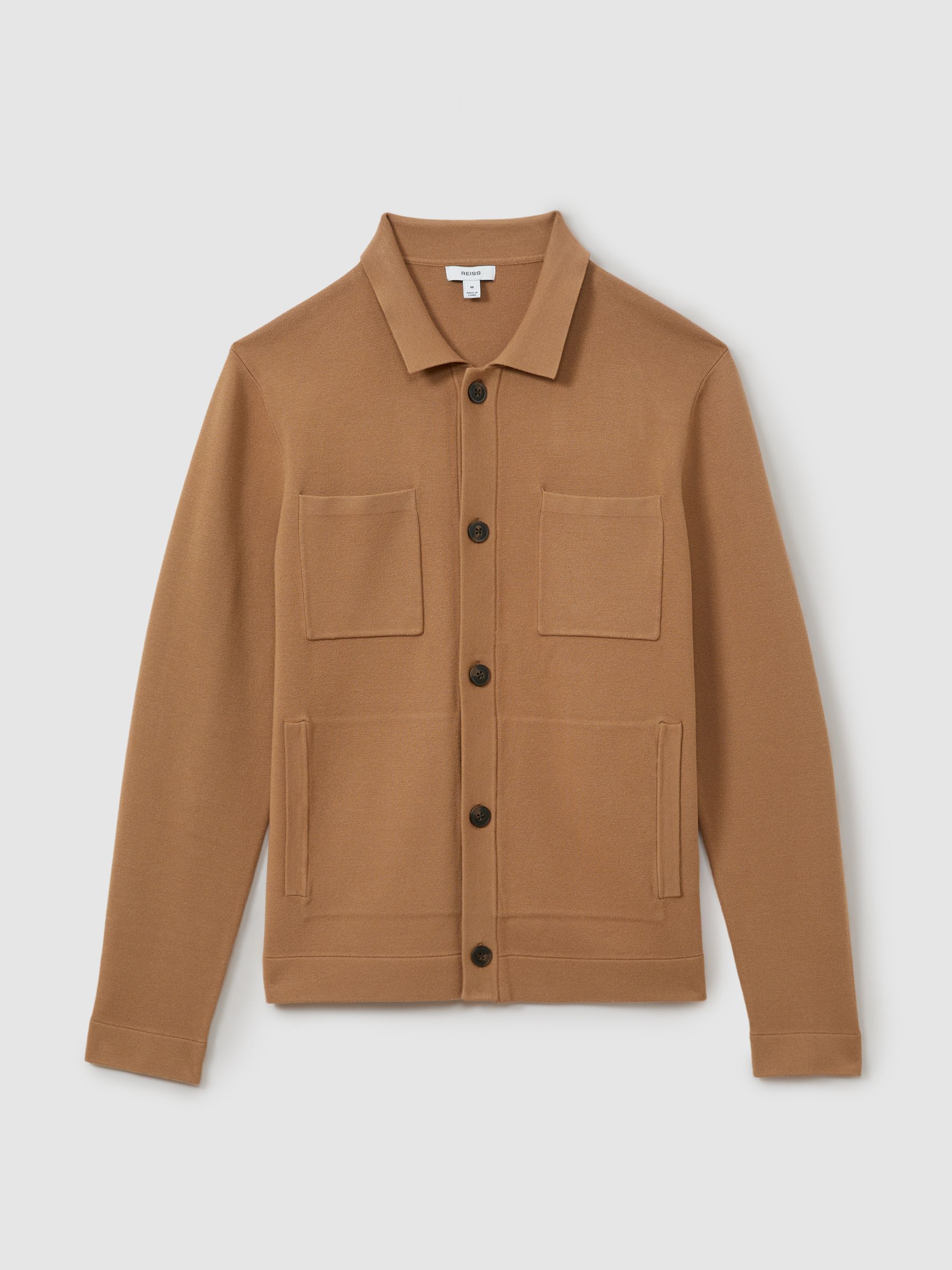 Knitted Button-Through Jacket in Camel - Image 2 of 5