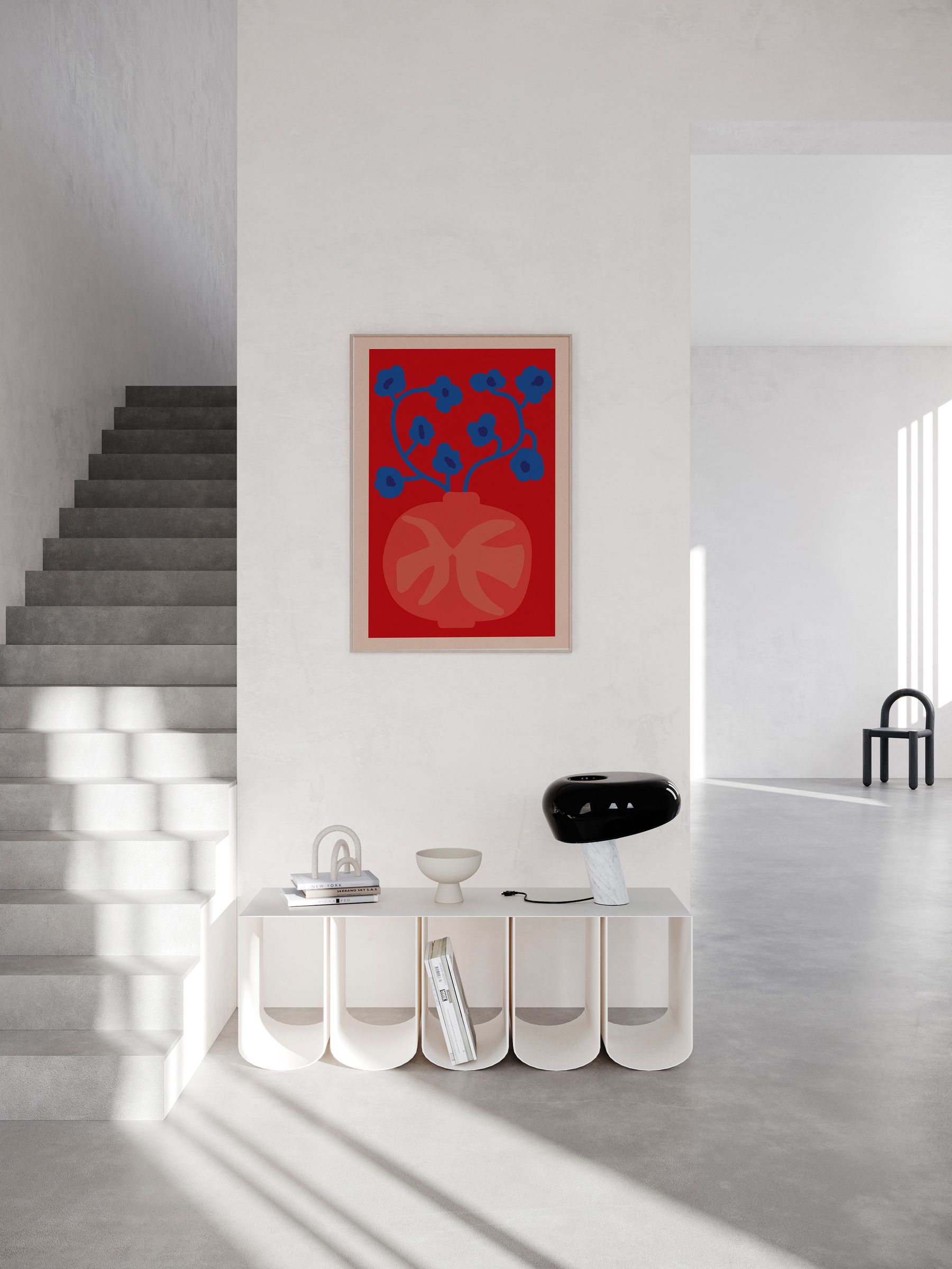 Paper Collective The Red Vase Framed Wall Art Print in Natural Oak Frame - Image 2 of 3