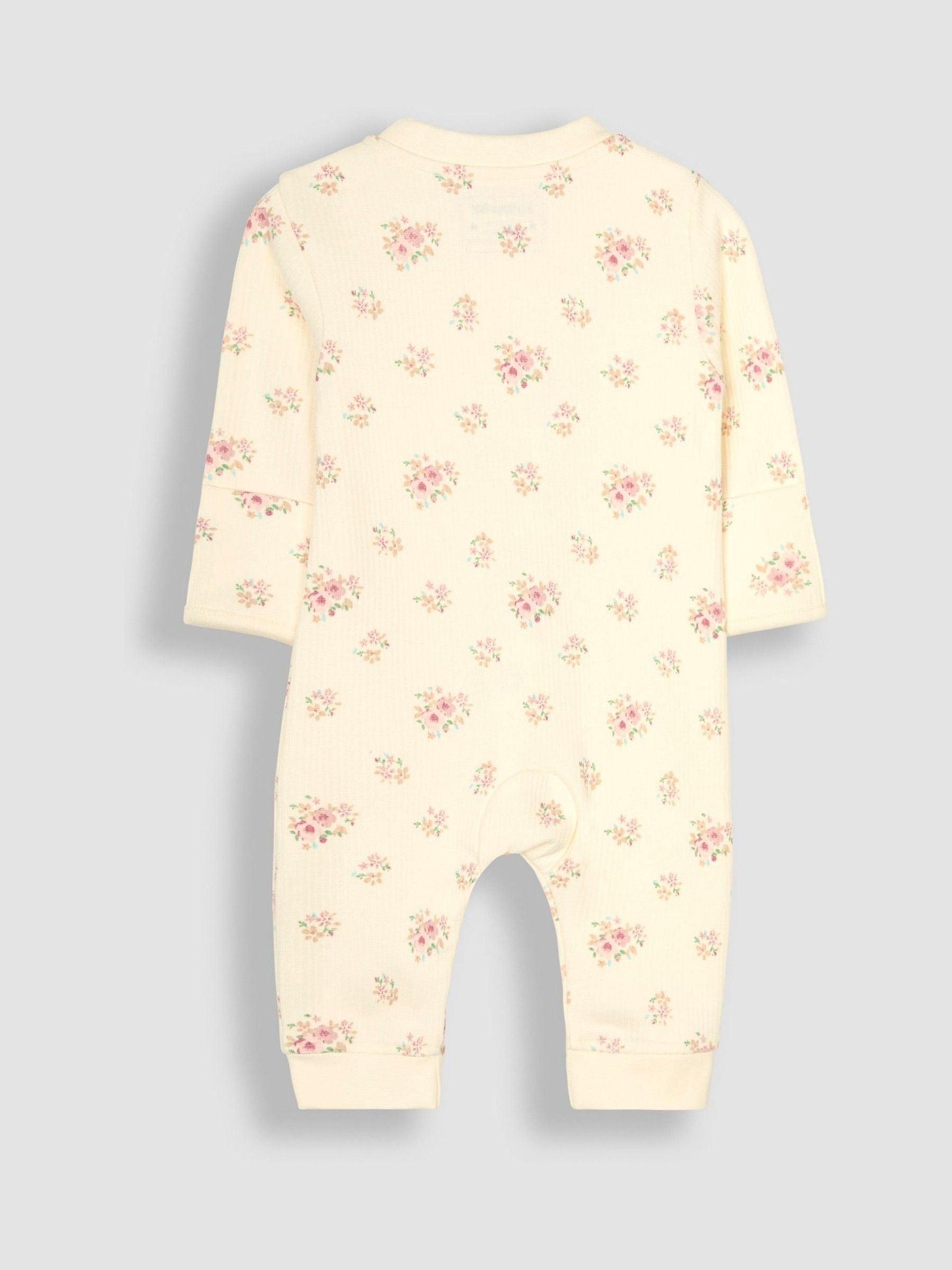 Cream Rose Print Ribbed Footless Sleepsuit - Image 5 of 6