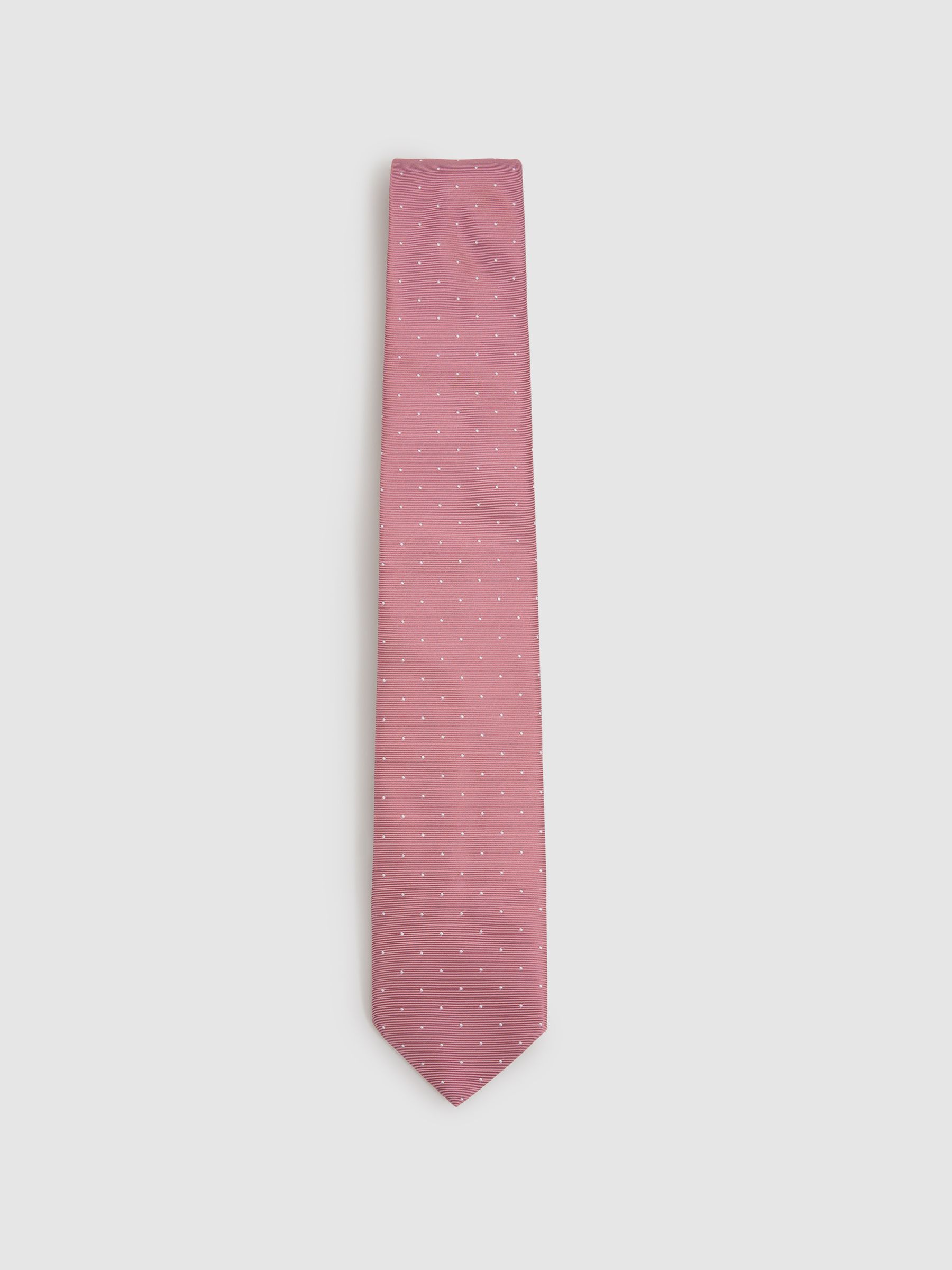 Silk Polka Dot Tie in Dark Pink - Image 1 of 5