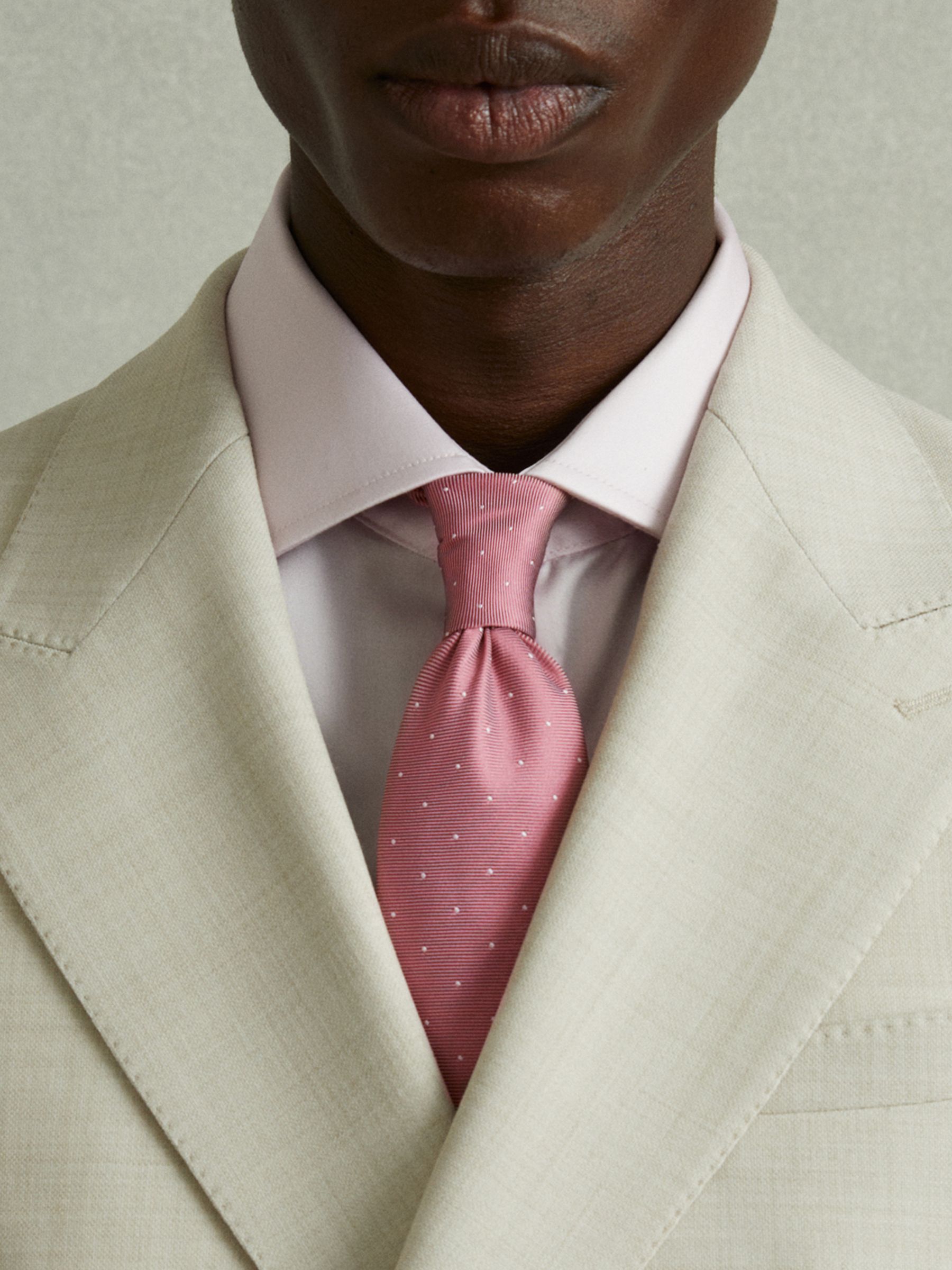 Silk Polka Dot Tie in Dark Pink - Image 2 of 5