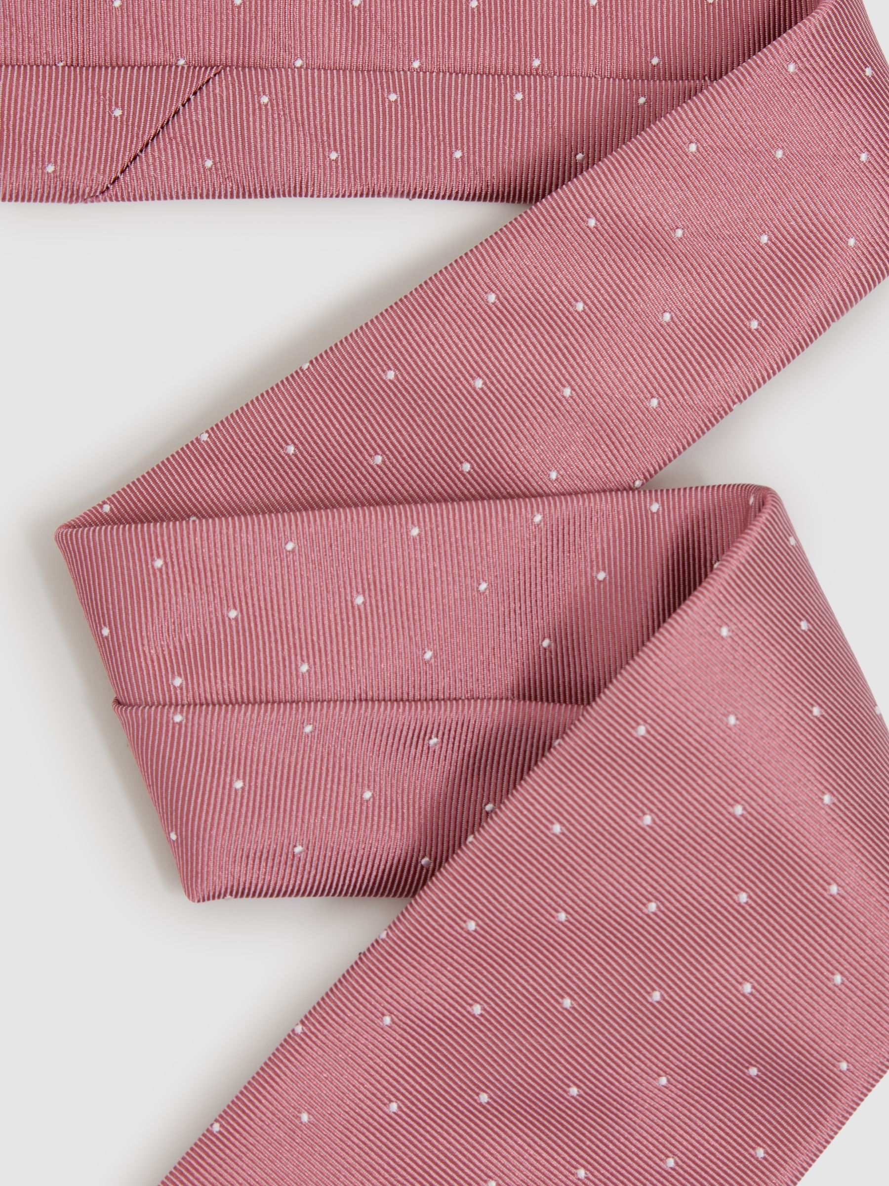 Silk Polka Dot Tie in Dark Pink - Image 3 of 5
