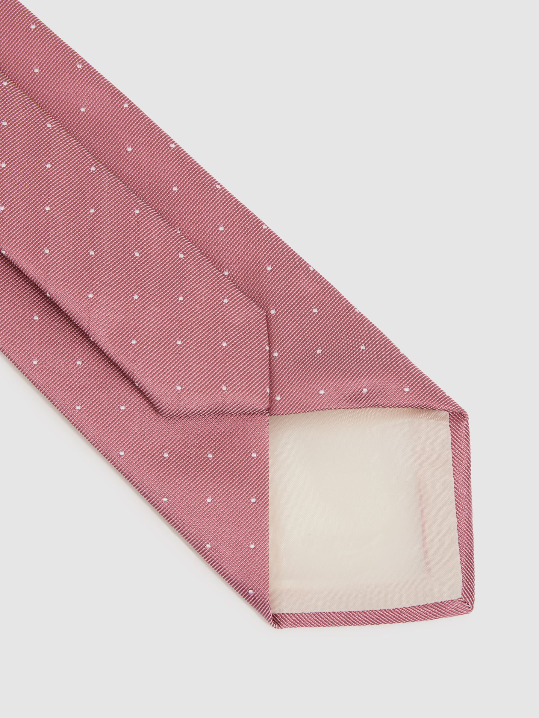 Silk Polka Dot Tie in Dark Pink - Image 4 of 5