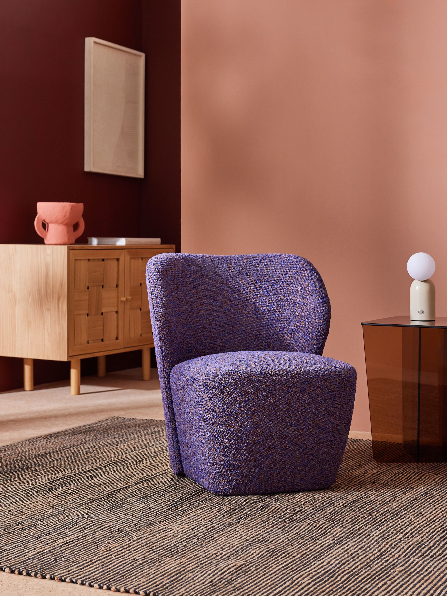 Topeka Accent Chair in Cobalt Blue Pax Boucle - Image 2 of 5