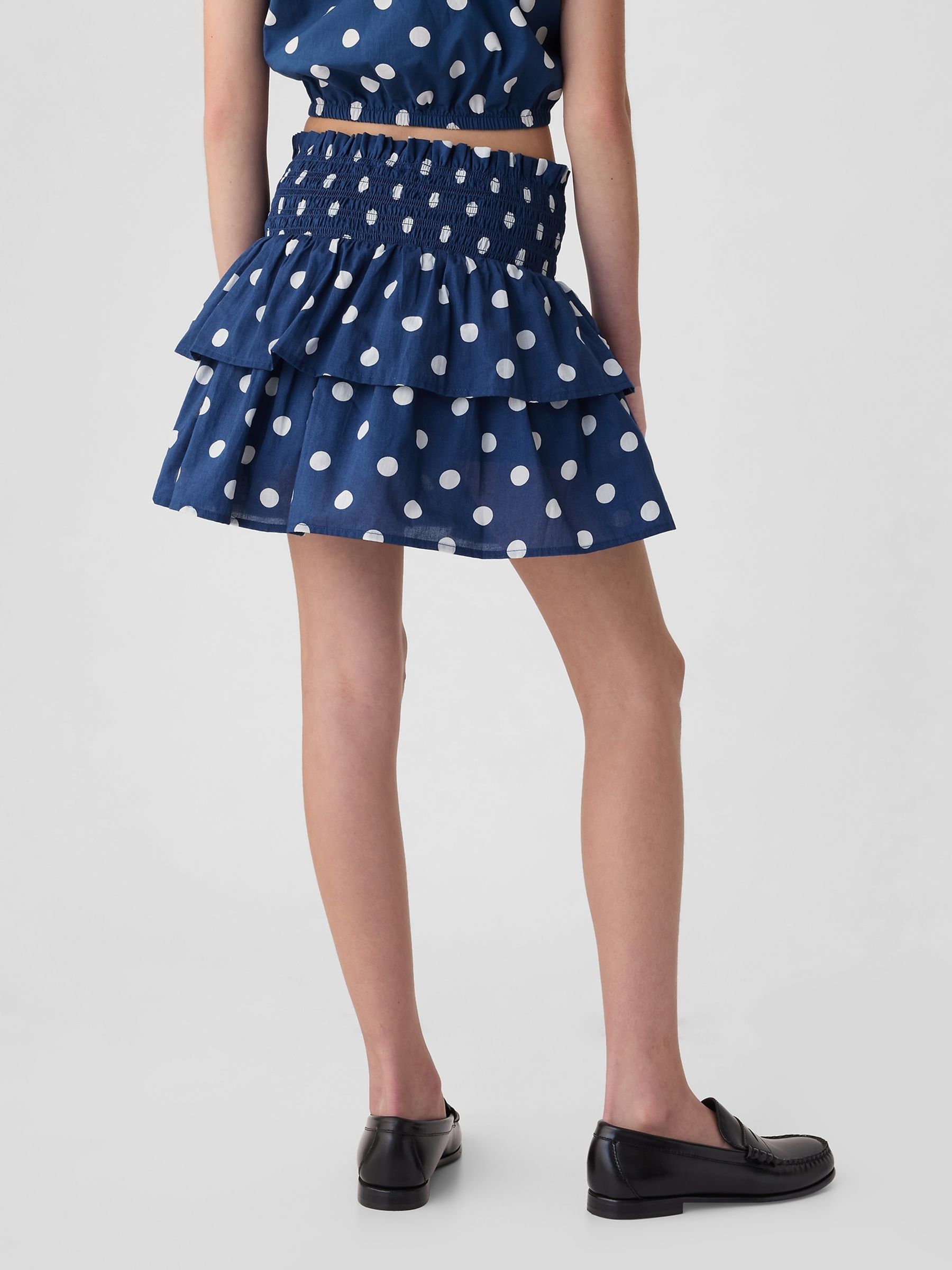 Blue Spot Cotton Smocked Skort (4-13yrs) - Image 2 of 5