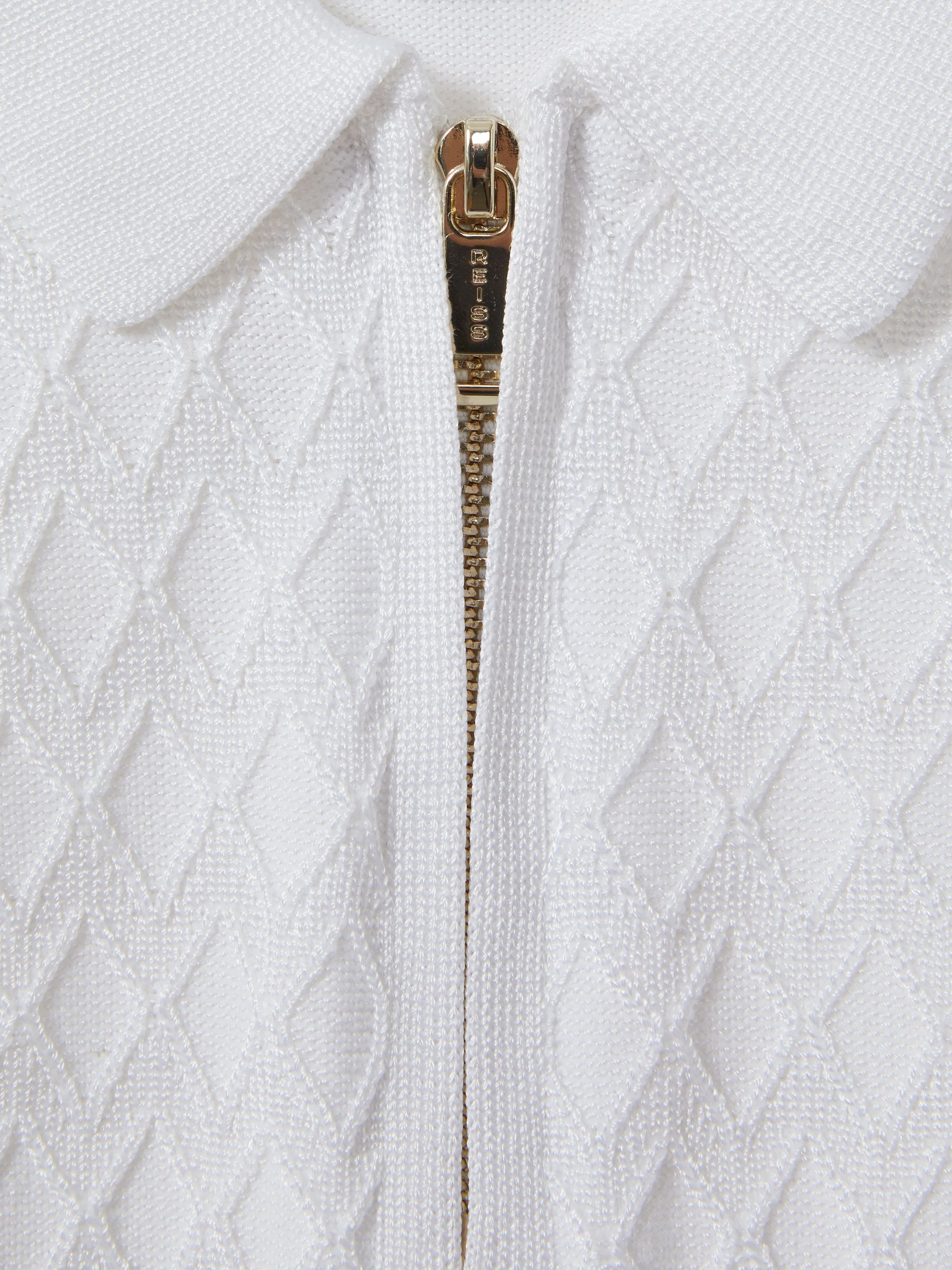 9-13 yrs Half-Zip Knitted Polo Shirt in White - Image 4 of 4