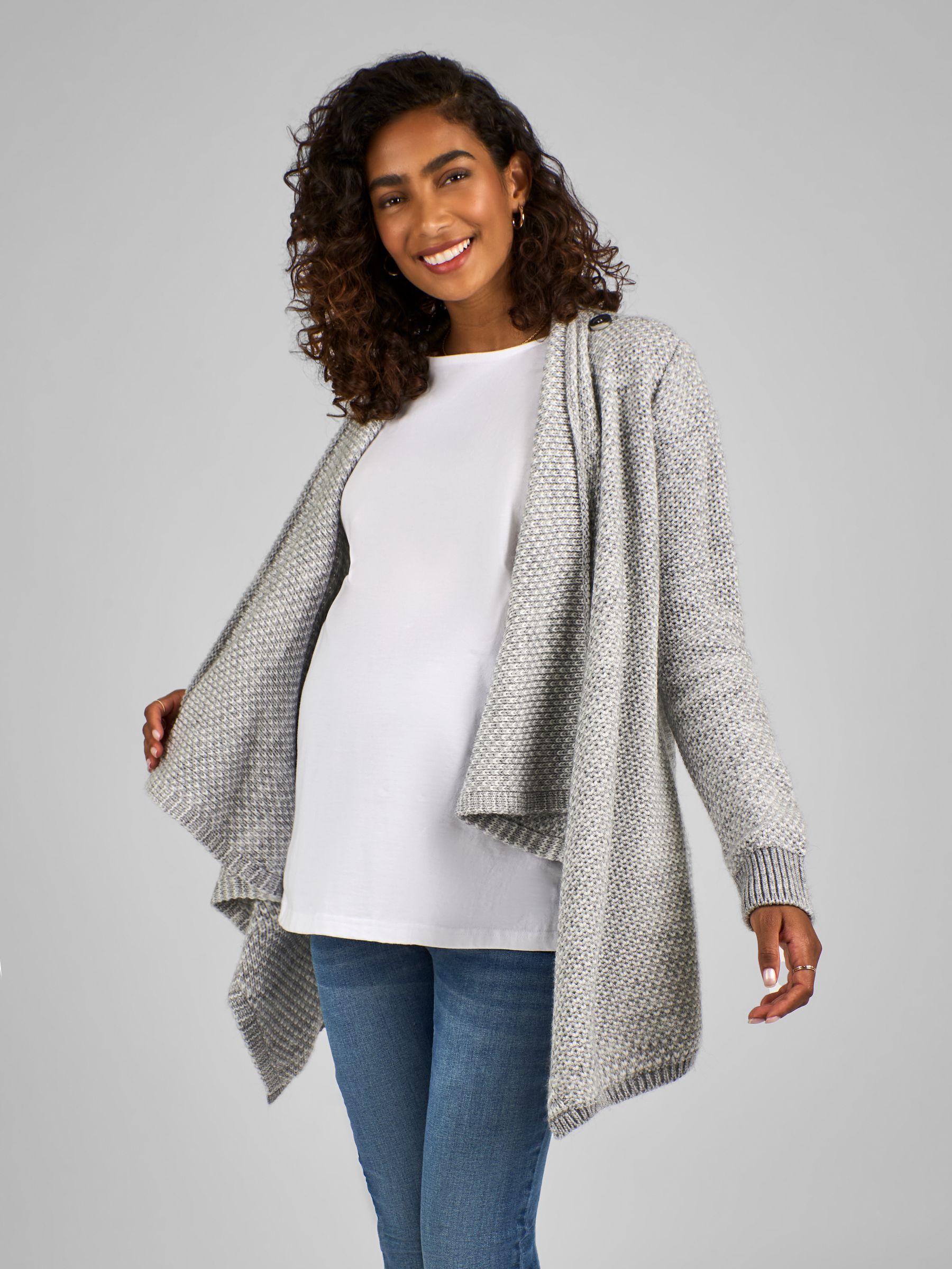 Grey Drape Maternity & Nursing Cardigan - Image 1 of 4