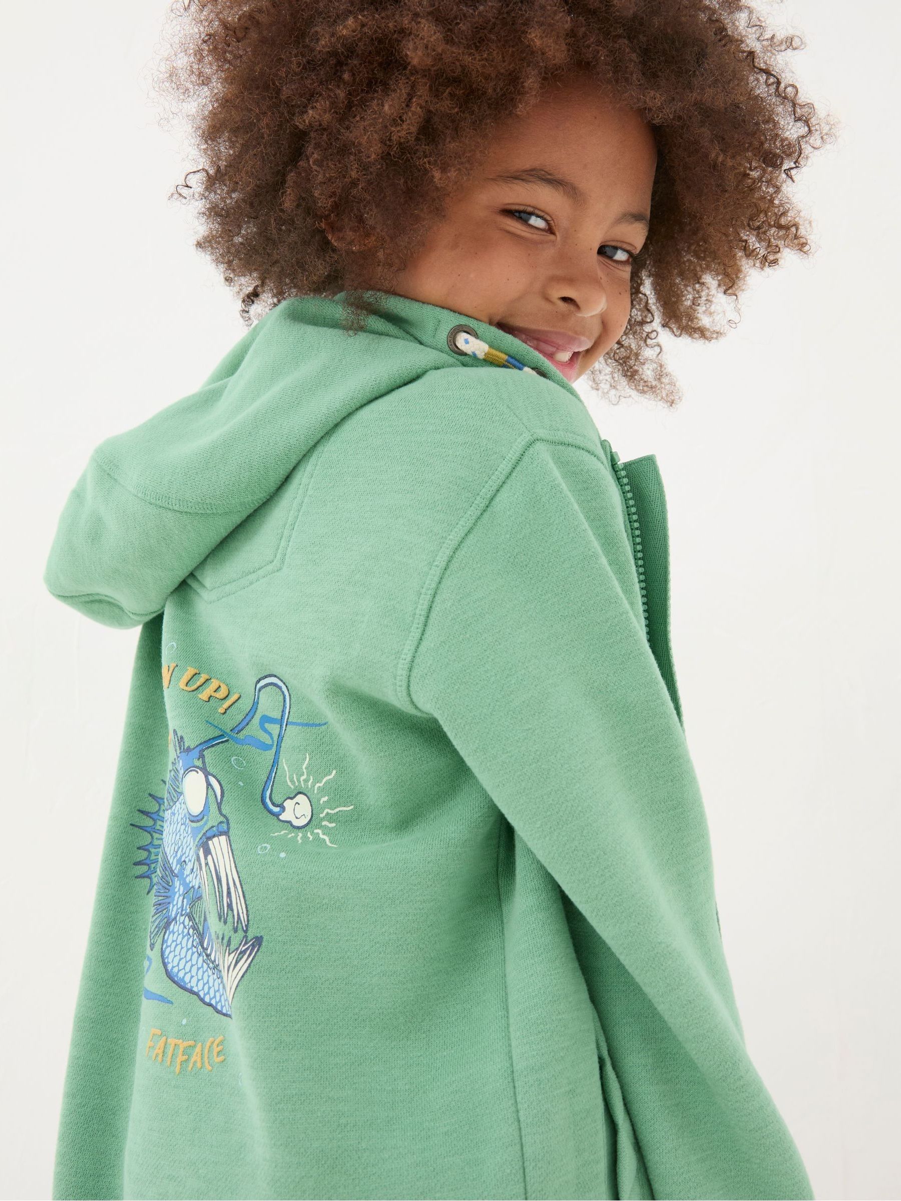 Green Creature Graphic Zip Through Hoodie - Image 4 of 5