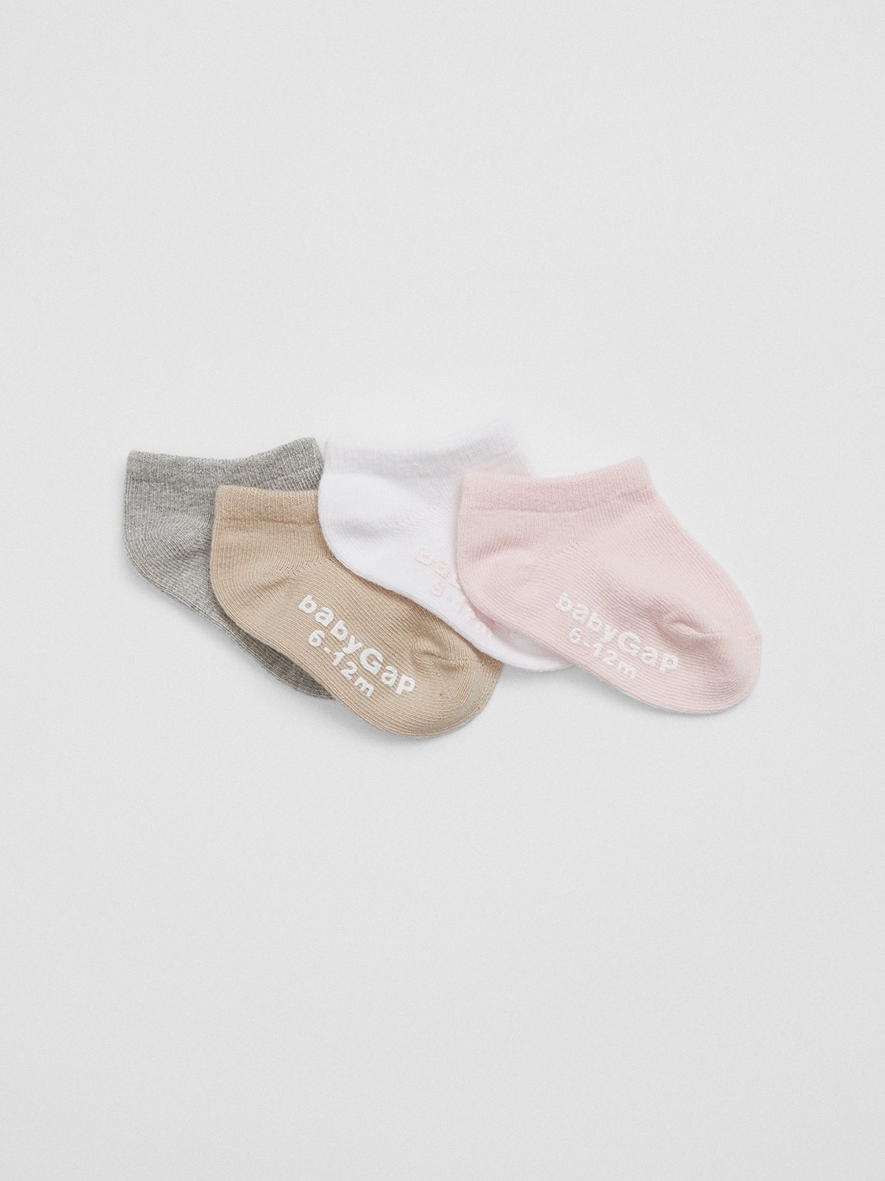 Pink 4 Pack Basic Logo No Show Socks (Newborn-5yrs) - Image 1 of 1 Pink 4 Pack Basic Logo No Show Socks (Newborn-5yrs) - Image 1 of 1