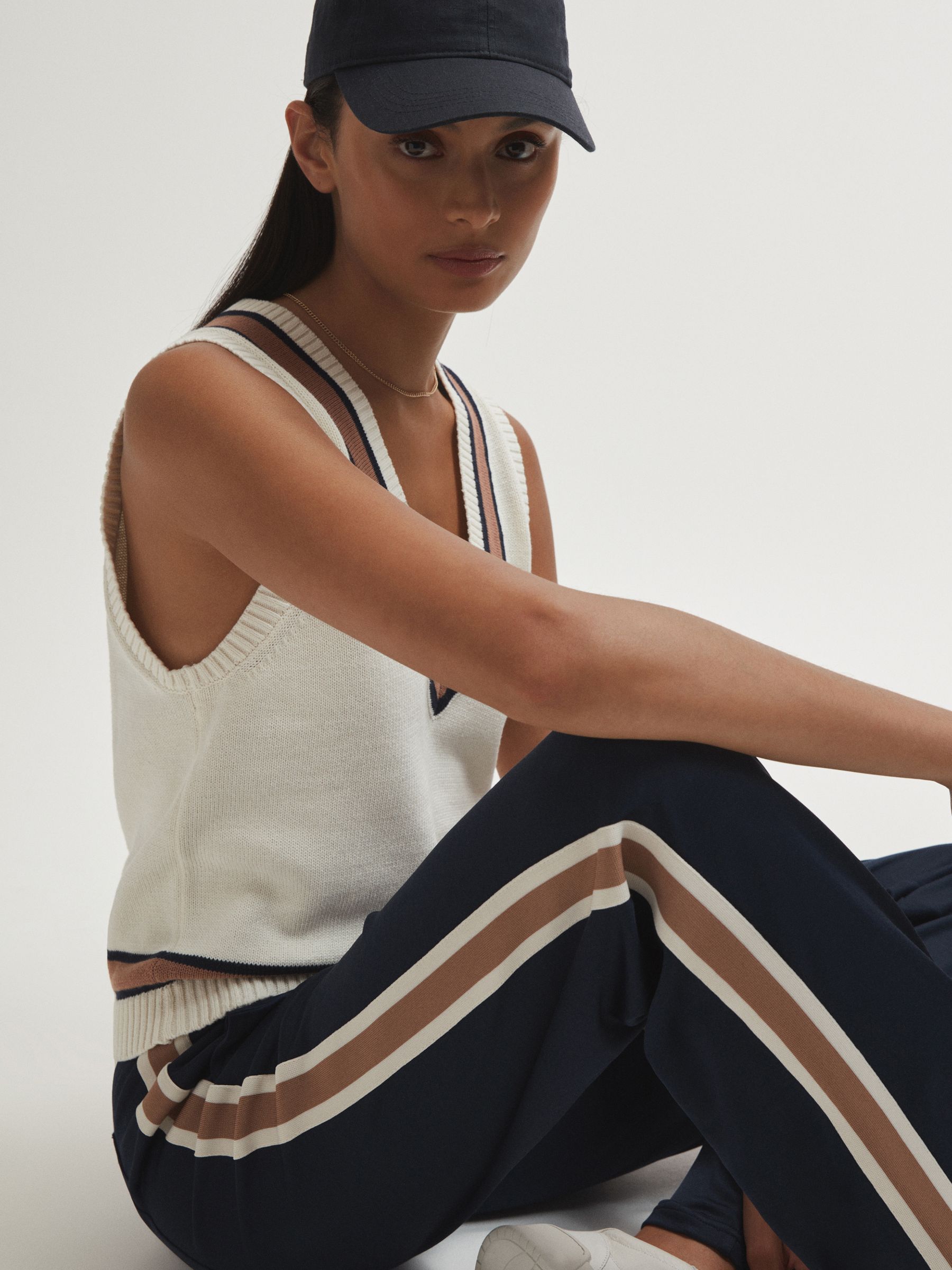 The Upside Contrast Stripe Drawstring Joggers in Navy - Image 4 of 7