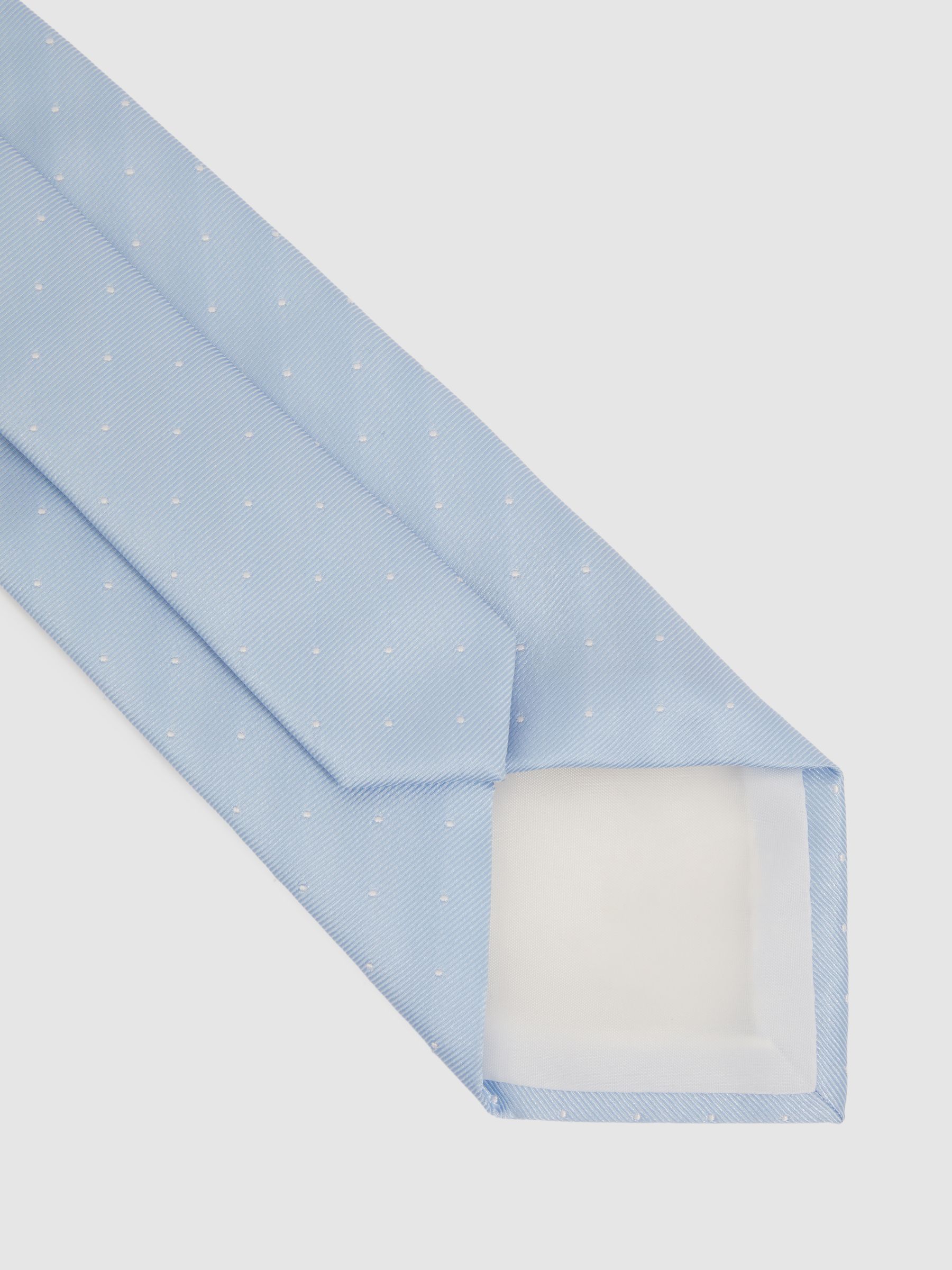 Polka Dot Silk Tie in Light Blue - Image 4 of 5