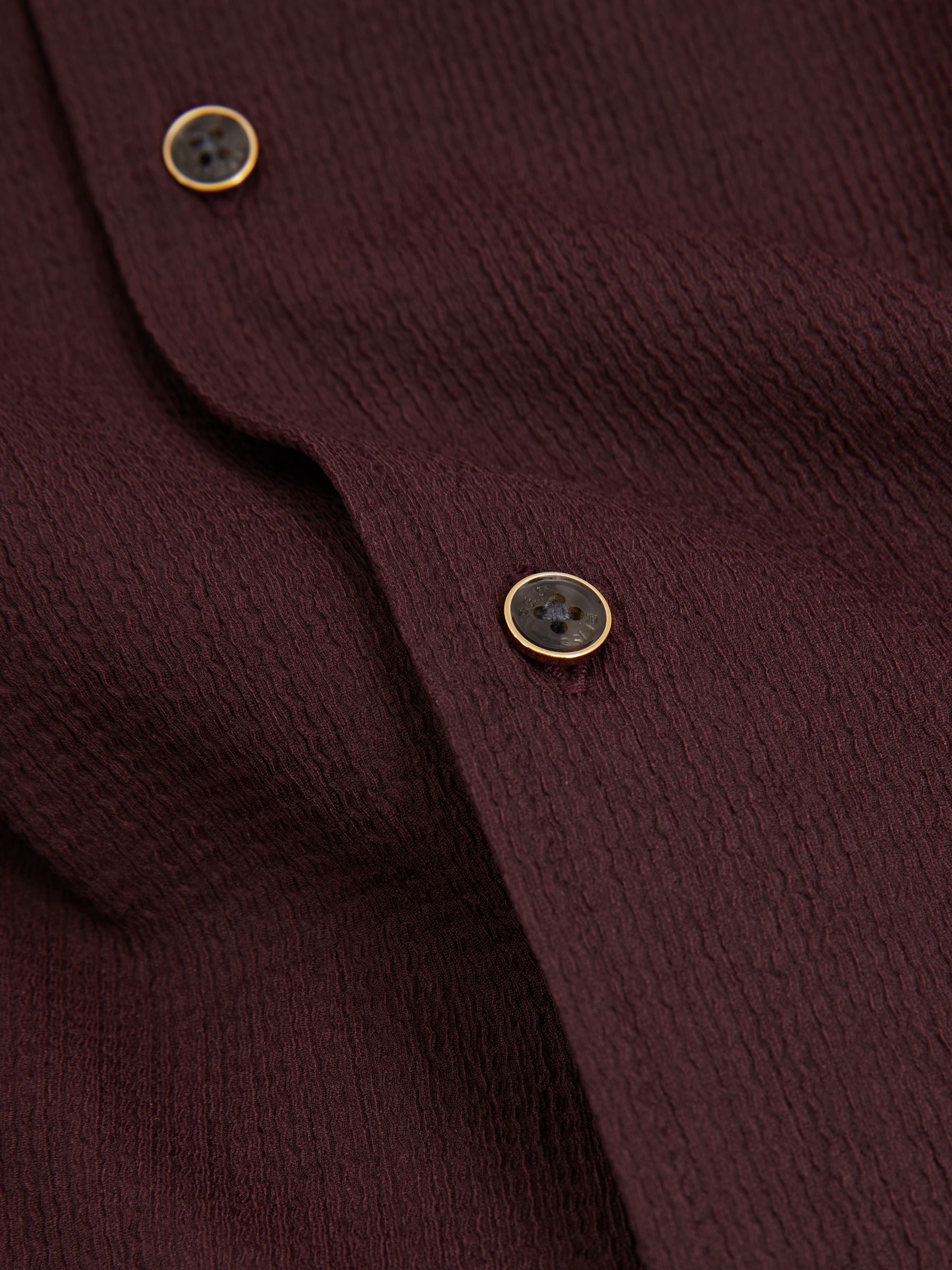 Textured Crepe Cuban Collar Shirt in Bordeaux - Image 5 of 5