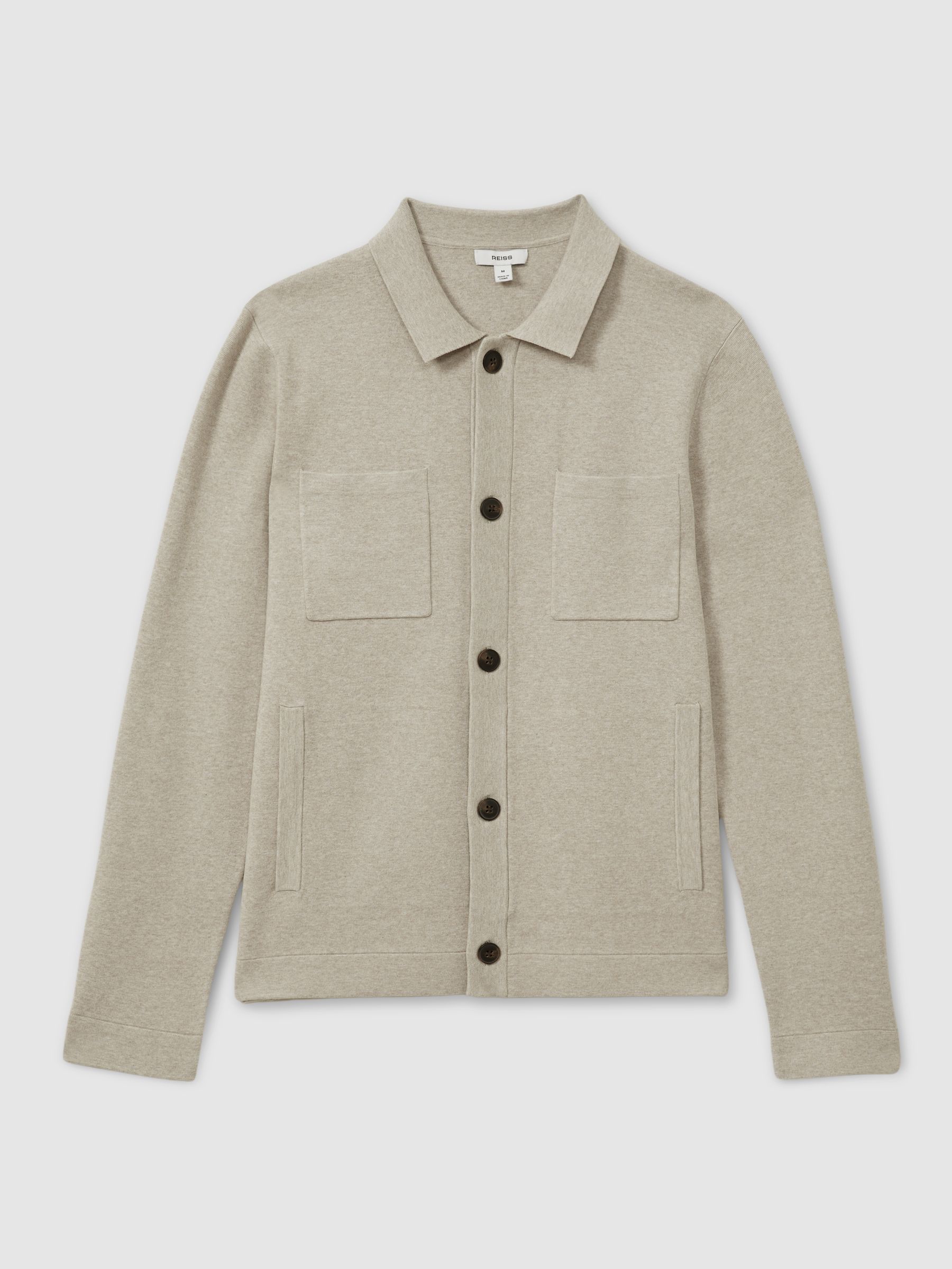 Knitted Button-Through Jacket in Oatmeal - Image 2 of 5