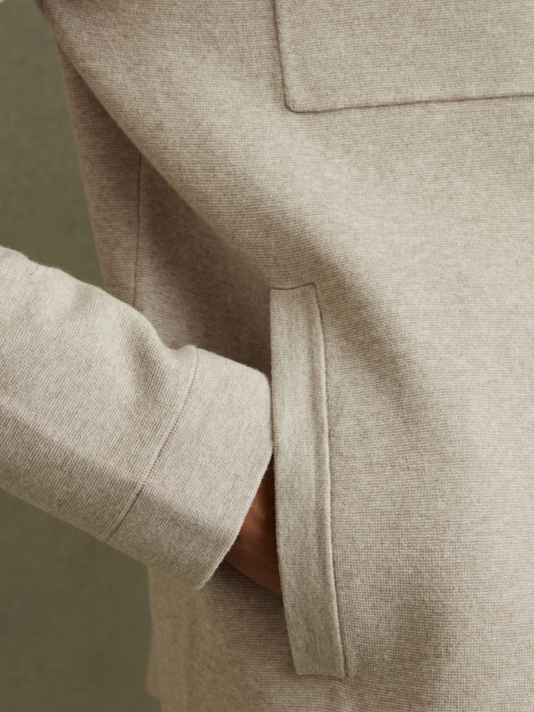Knitted Button-Through Jacket in Oatmeal - Image 3 of 5