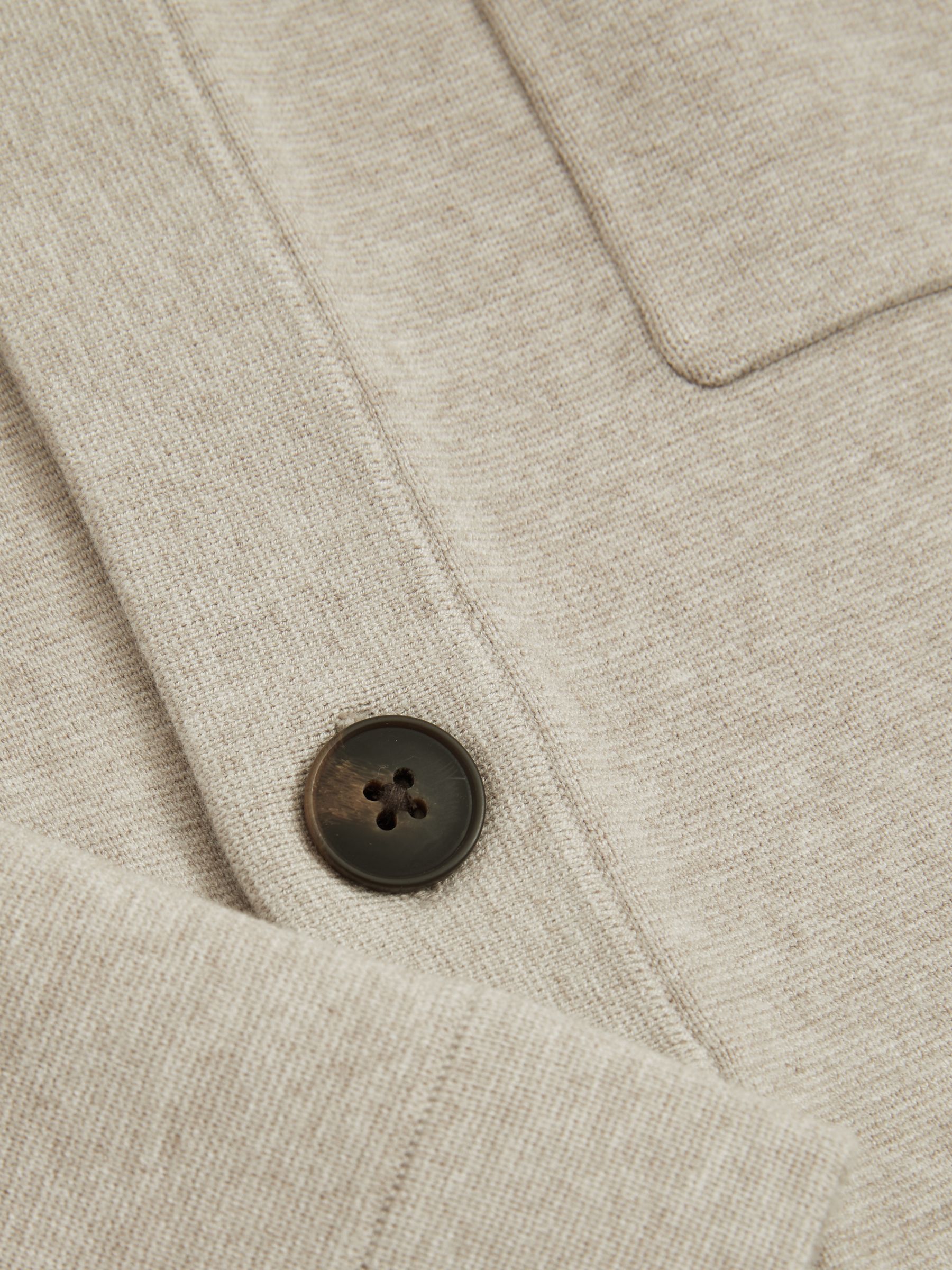Knitted Button-Through Jacket in Oatmeal - Image 4 of 5