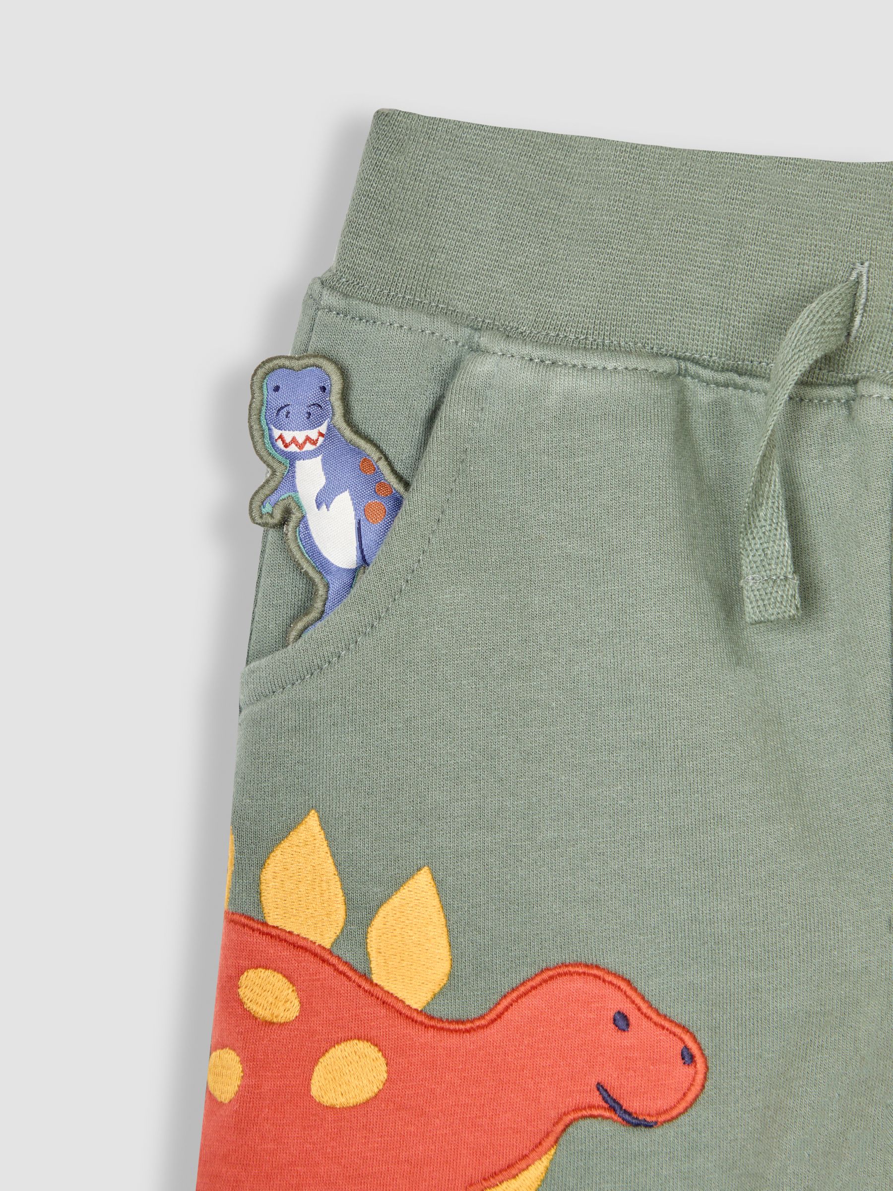 Khaki Green Dinosaur Appliqué Pet in Pocket Joggers - Image 2 of 2