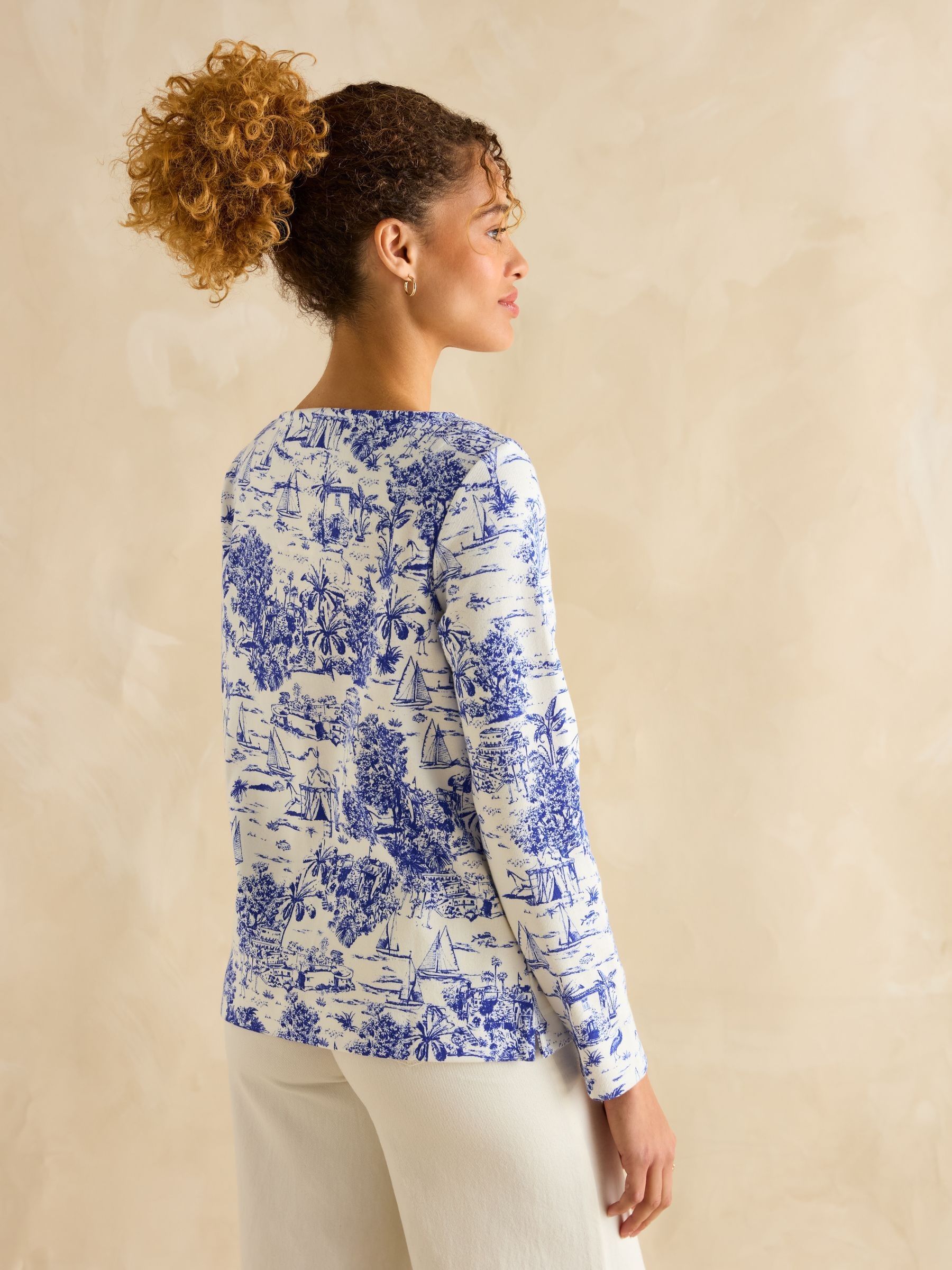 Harbour Toile de Jouy Blue Boat Neck Printed Top - Image 2 of 6