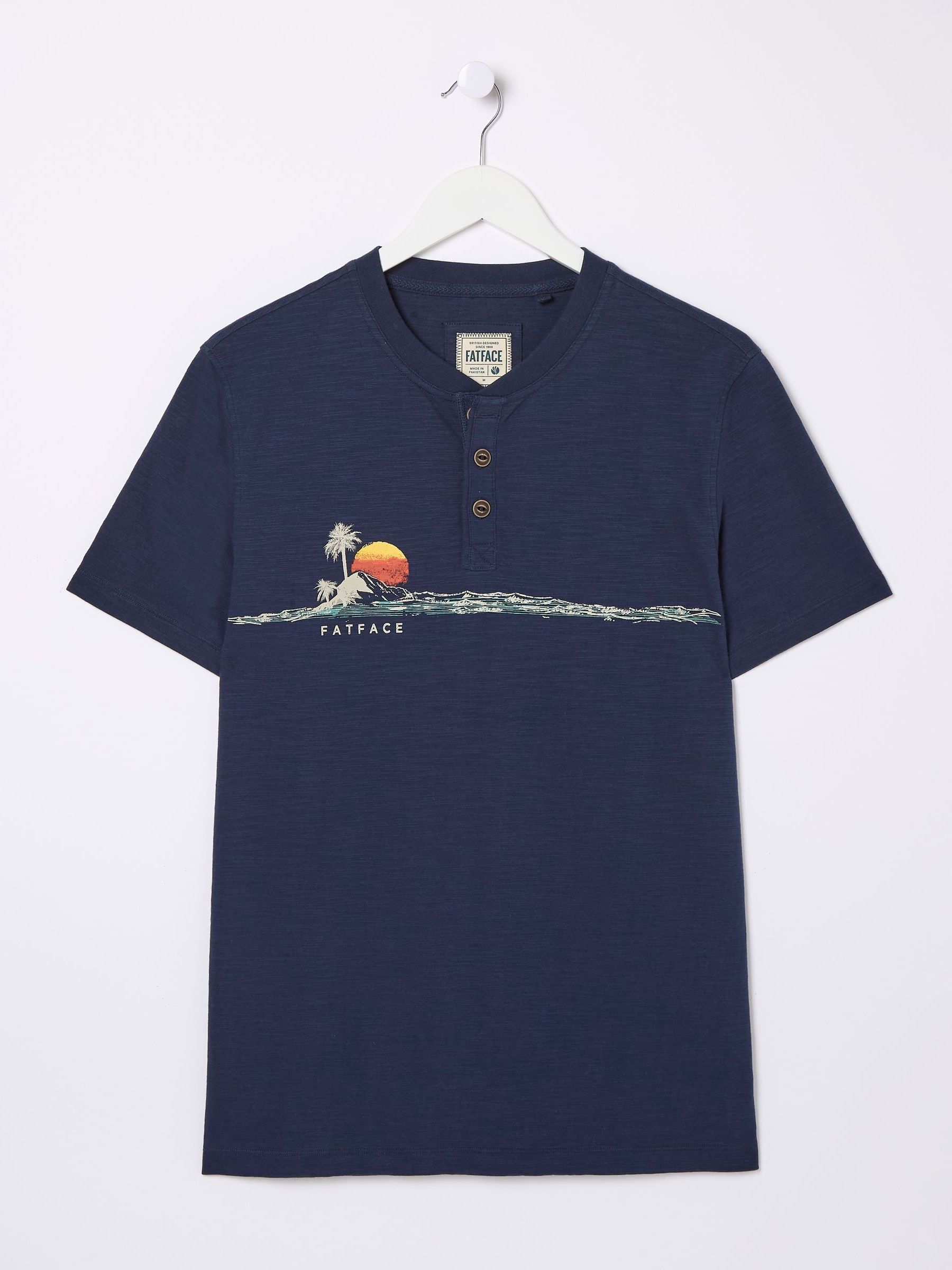 Blue Chest Stripe Oasis Henley T-Shirt - Image 4 of 4