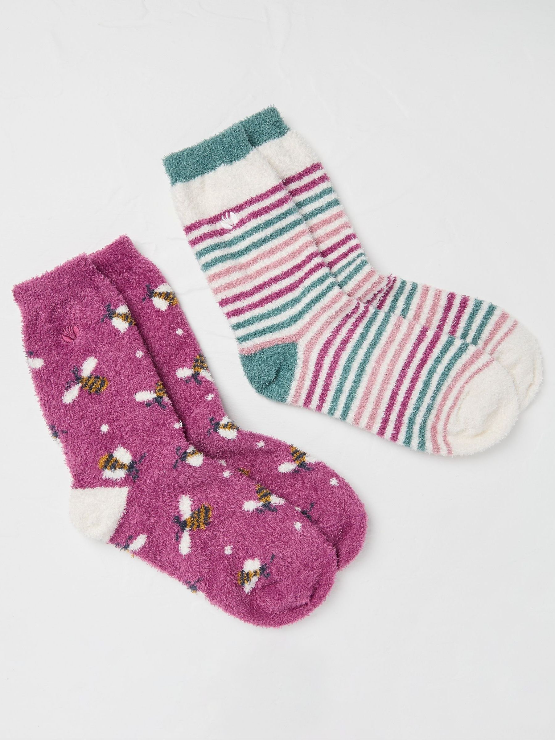 Purple Cosy Bee Socks 2 Pairs - Image 1 of 2