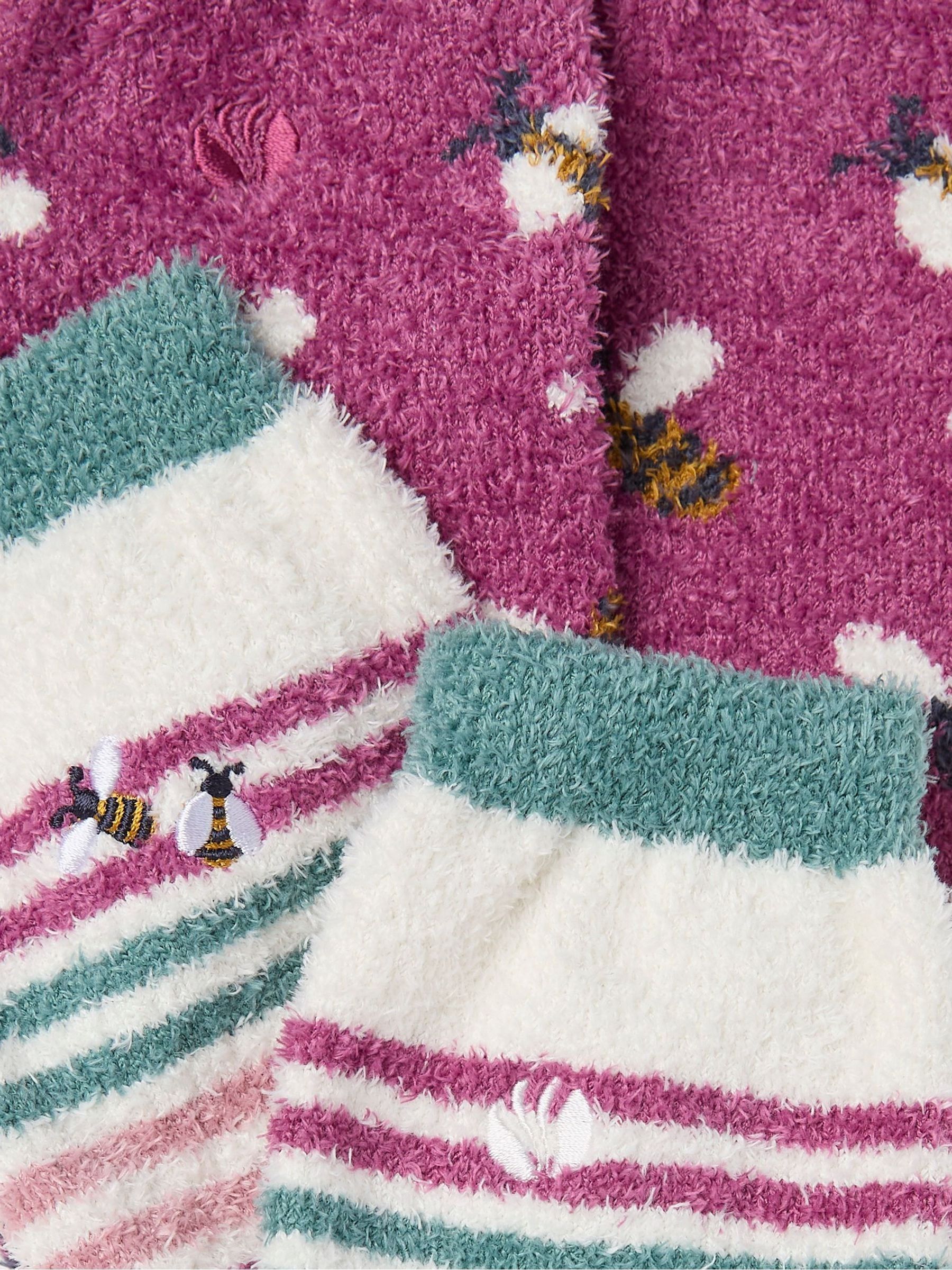 Purple Cosy Bee Socks 2 Pairs - Image 2 of 2