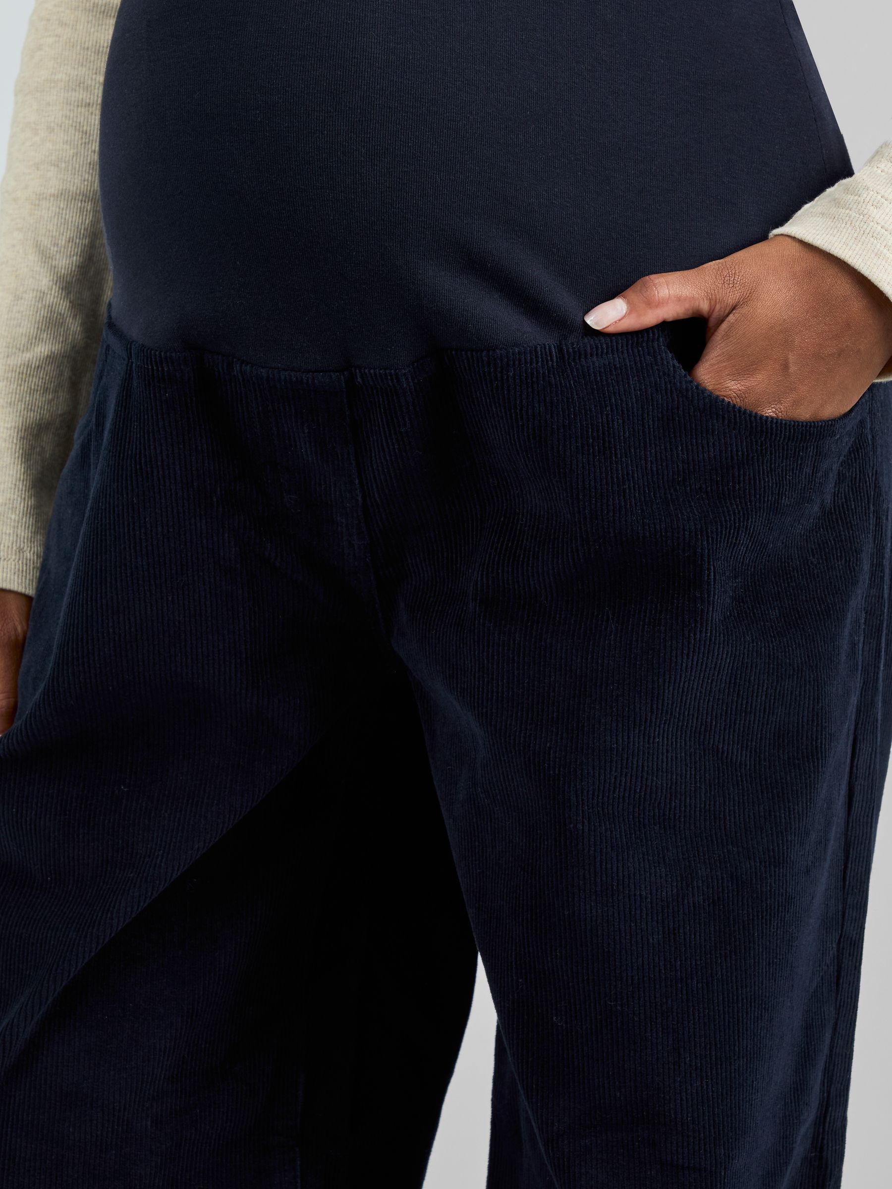 Navy Blue Corduroy Wide Leg Maternity Trousers - Image 4 of 4