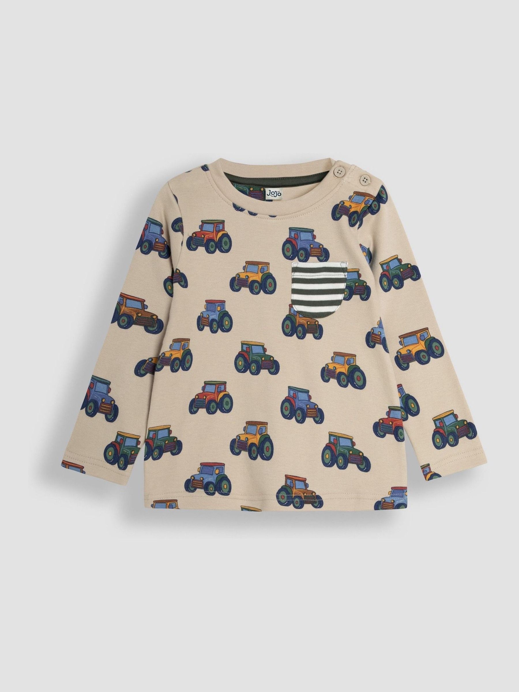 Stone Tractor Print & Stripe Long Sleeve 2-Pack Tops - Image 2 of 5