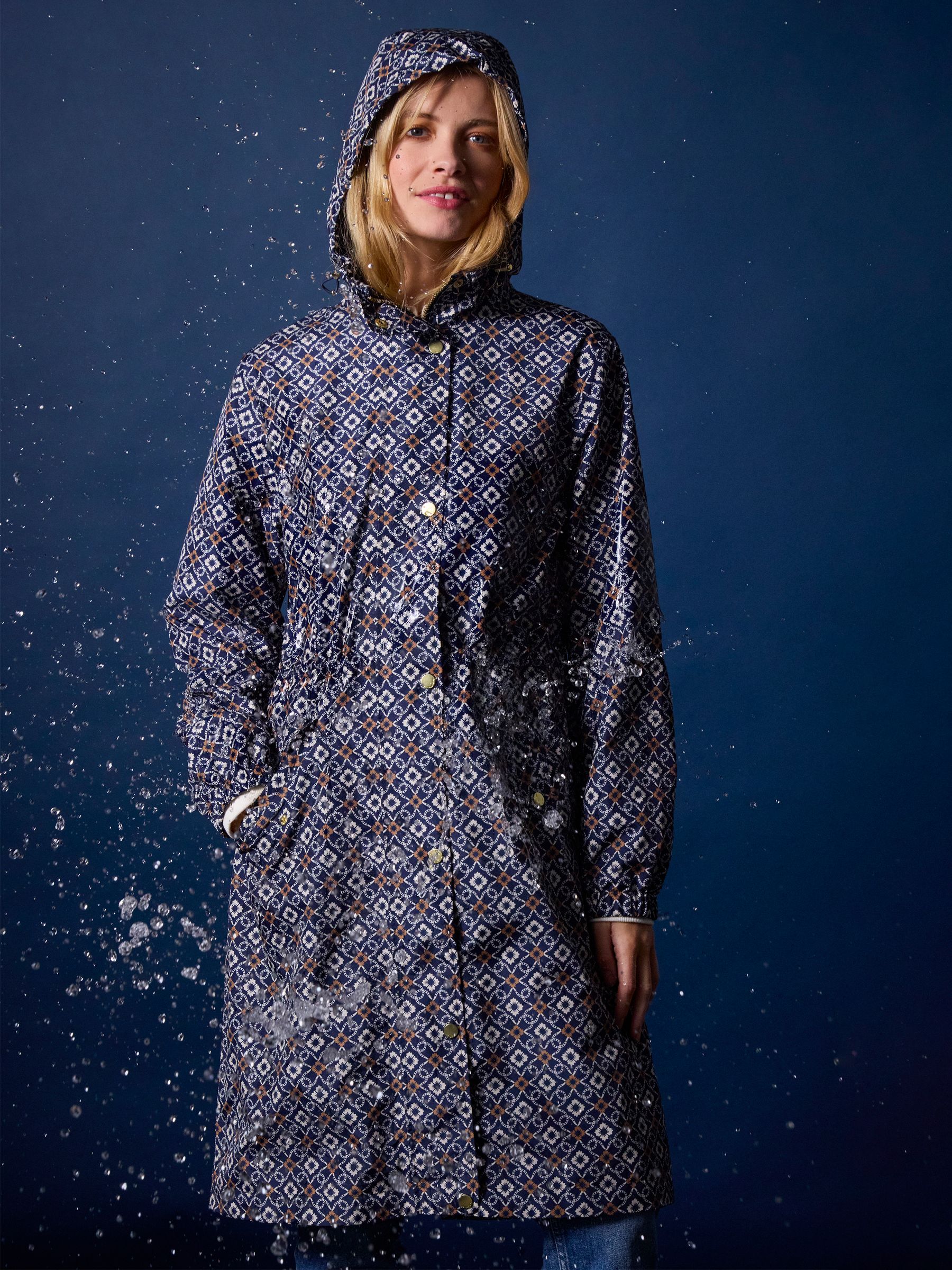 Holkham Navy Waterproof Packable Raincoat With Hood Joules